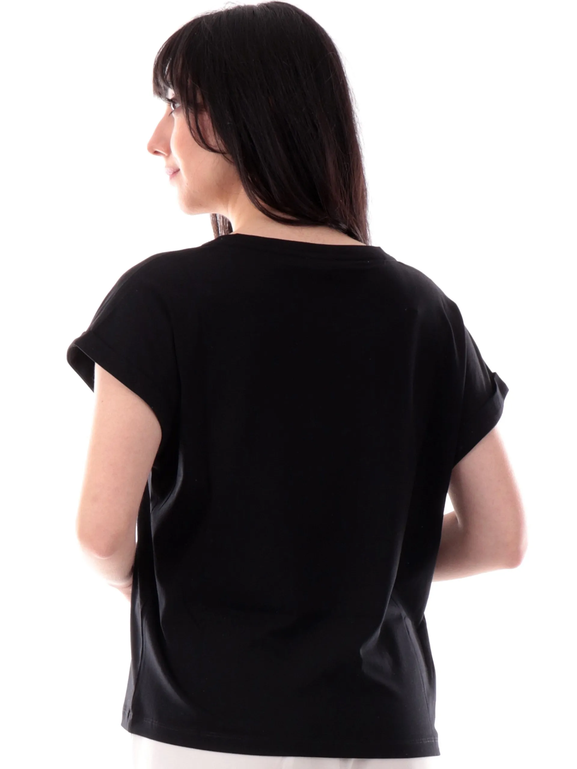 LIU JO SPORT T-Shirt*Maglia Liu Jo nera maniche aletta da donna con patch gommato TA5181JS003 W9415