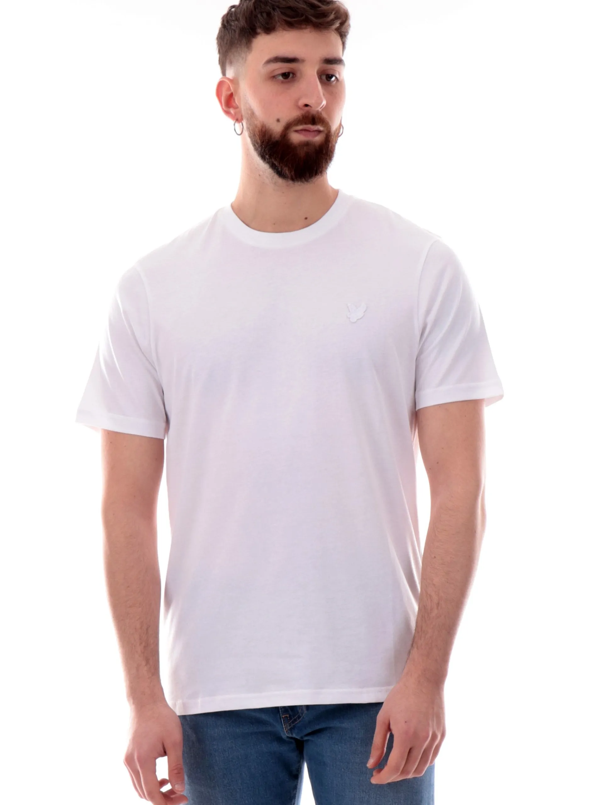 LYLE & SCOTT T-Shirt*Maglia Lyle Scott bianca Superfine da uomo patch Lyle Scott ricamato TS2255TON