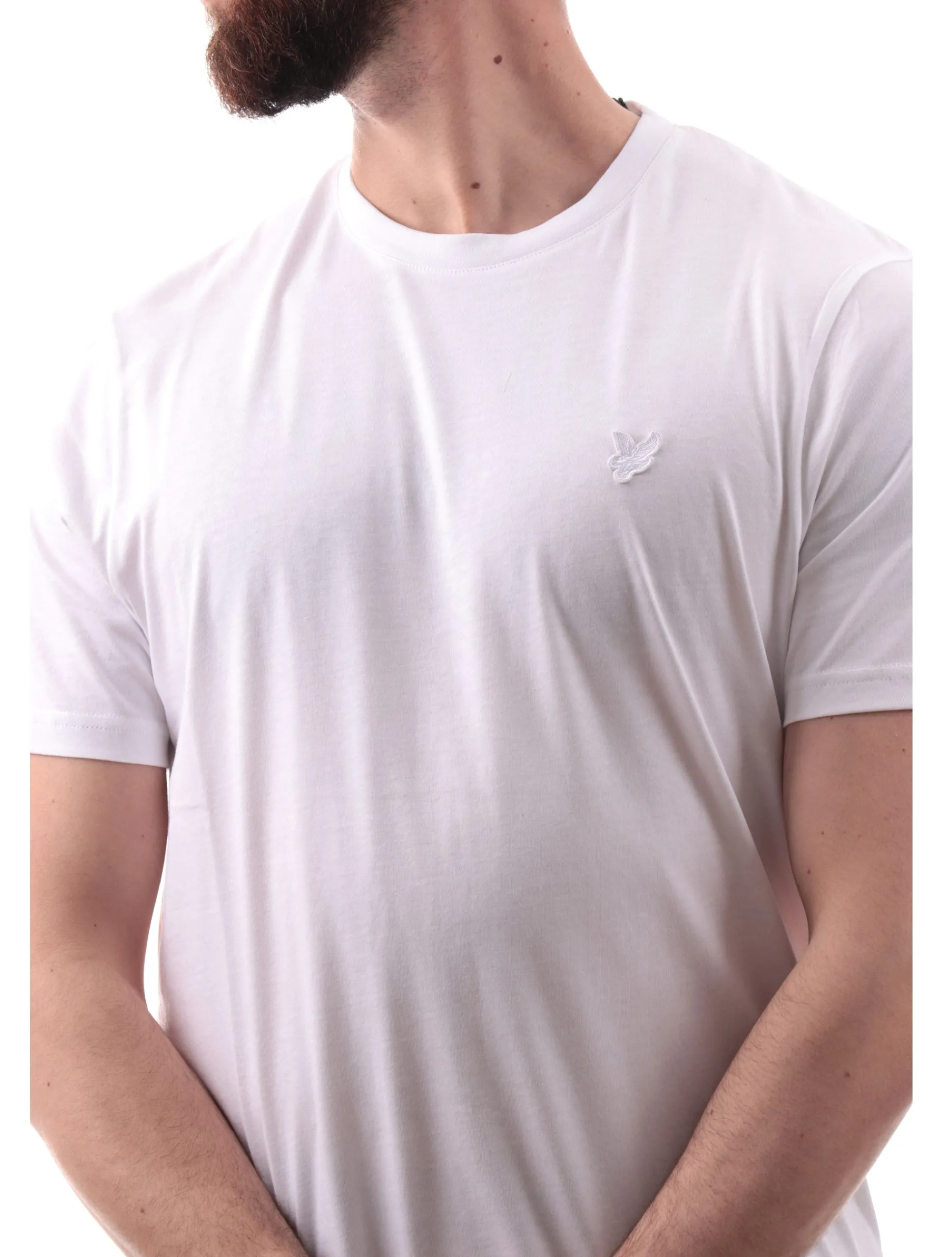 LYLE & SCOTT T-Shirt*Maglia Lyle Scott bianca Superfine da uomo patch Lyle Scott ricamato TS2255TON