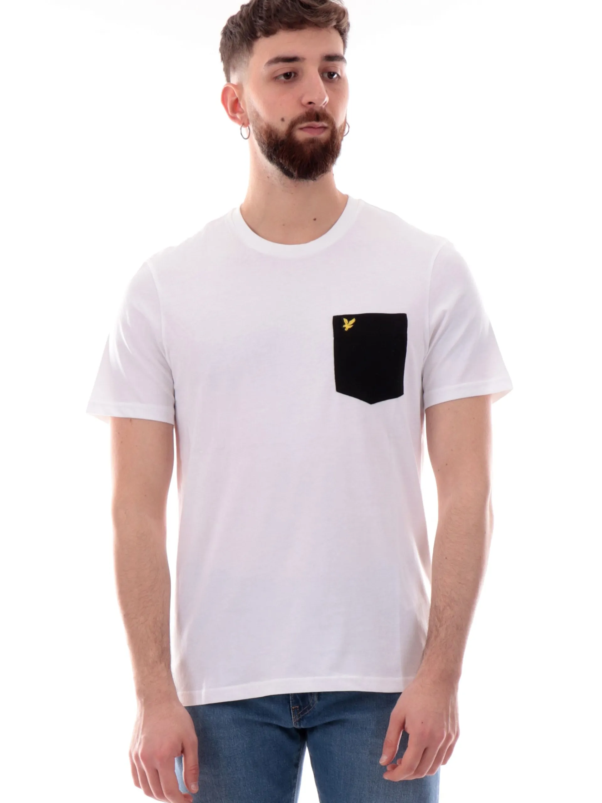 LYLE & SCOTT T-Shirt*Maglia Lyle Scott bianca da uomo con taschino Contrast Pocket TS831VOG
