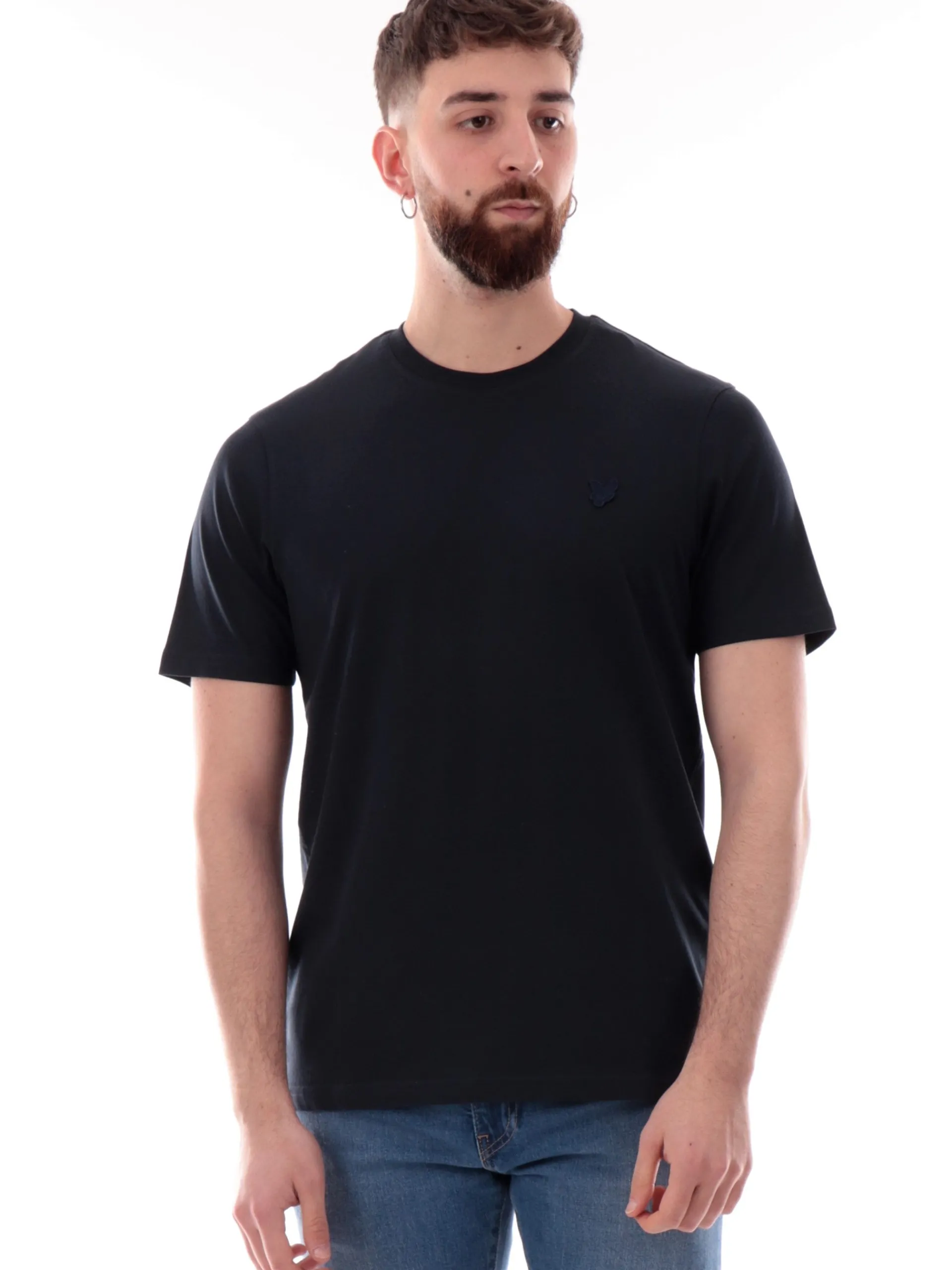 LYLE & SCOTT T-Shirt*Maglia Lyle Scott blu Superfine da uomo patch Lyle Scott ricamato TS2255TON
