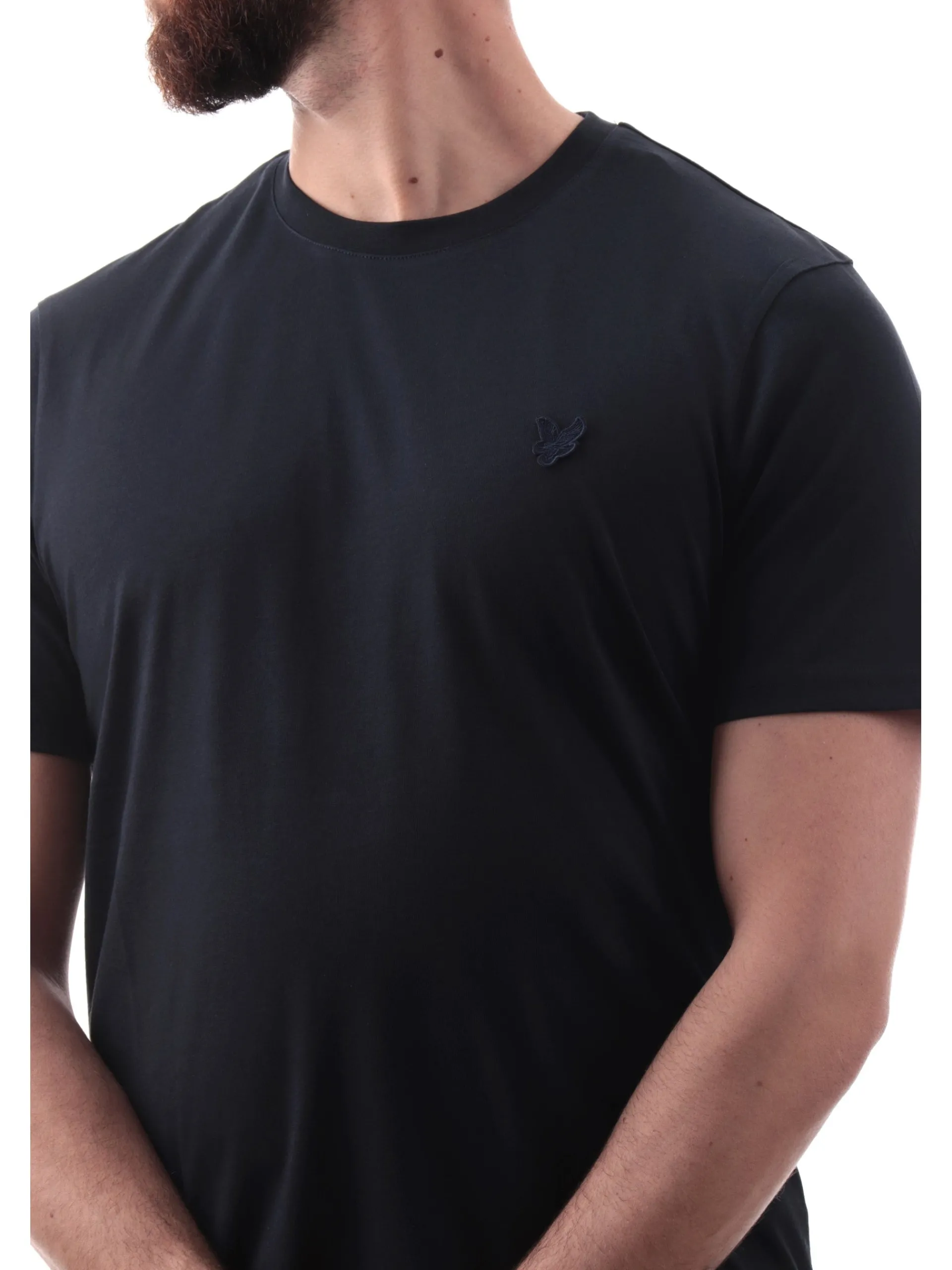LYLE & SCOTT T-Shirt*Maglia Lyle Scott blu Superfine da uomo patch Lyle Scott ricamato TS2255TON
