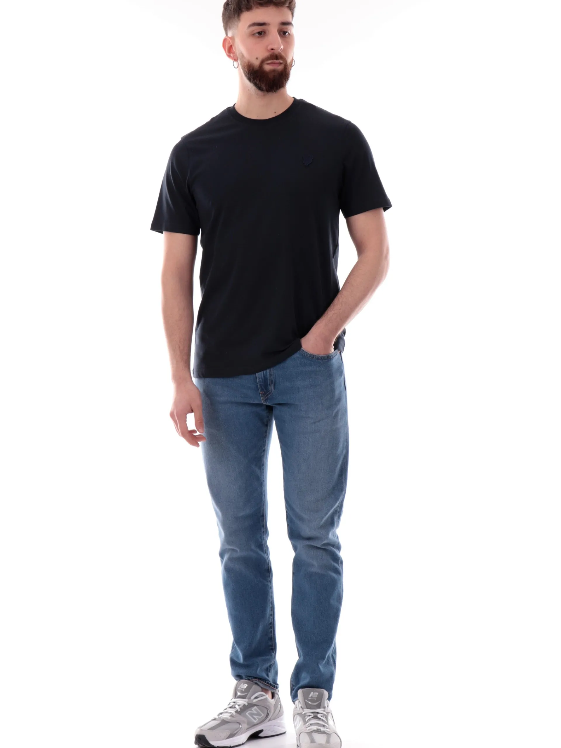 LYLE & SCOTT T-Shirt*Maglia Lyle Scott blu Superfine da uomo patch Lyle Scott ricamato TS2255TON