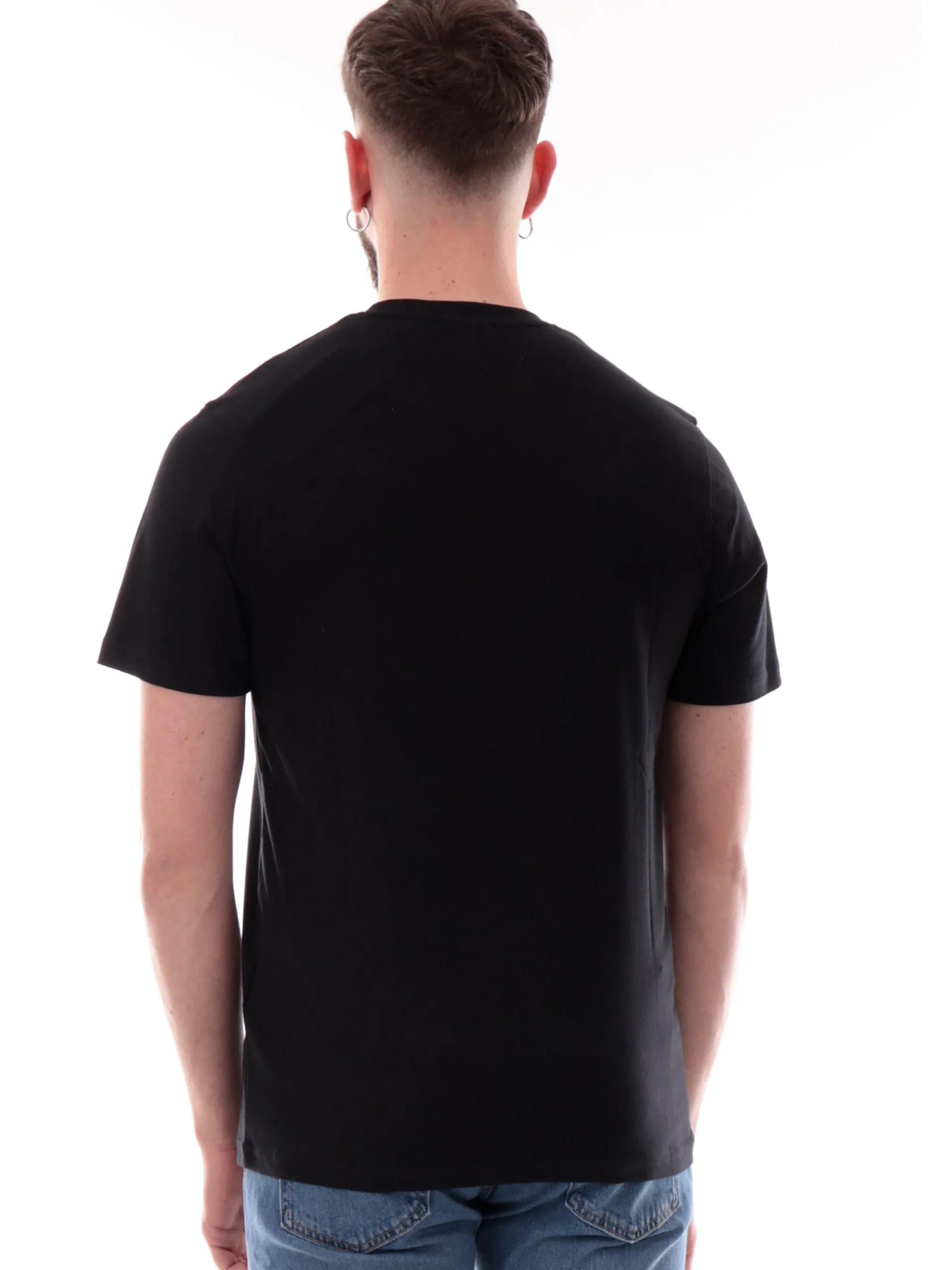 LYLE & SCOTT T-Shirt*Maglia Lyle Scott nera Superfine da uomo patch Lyle Scott ricamato TS2255TON