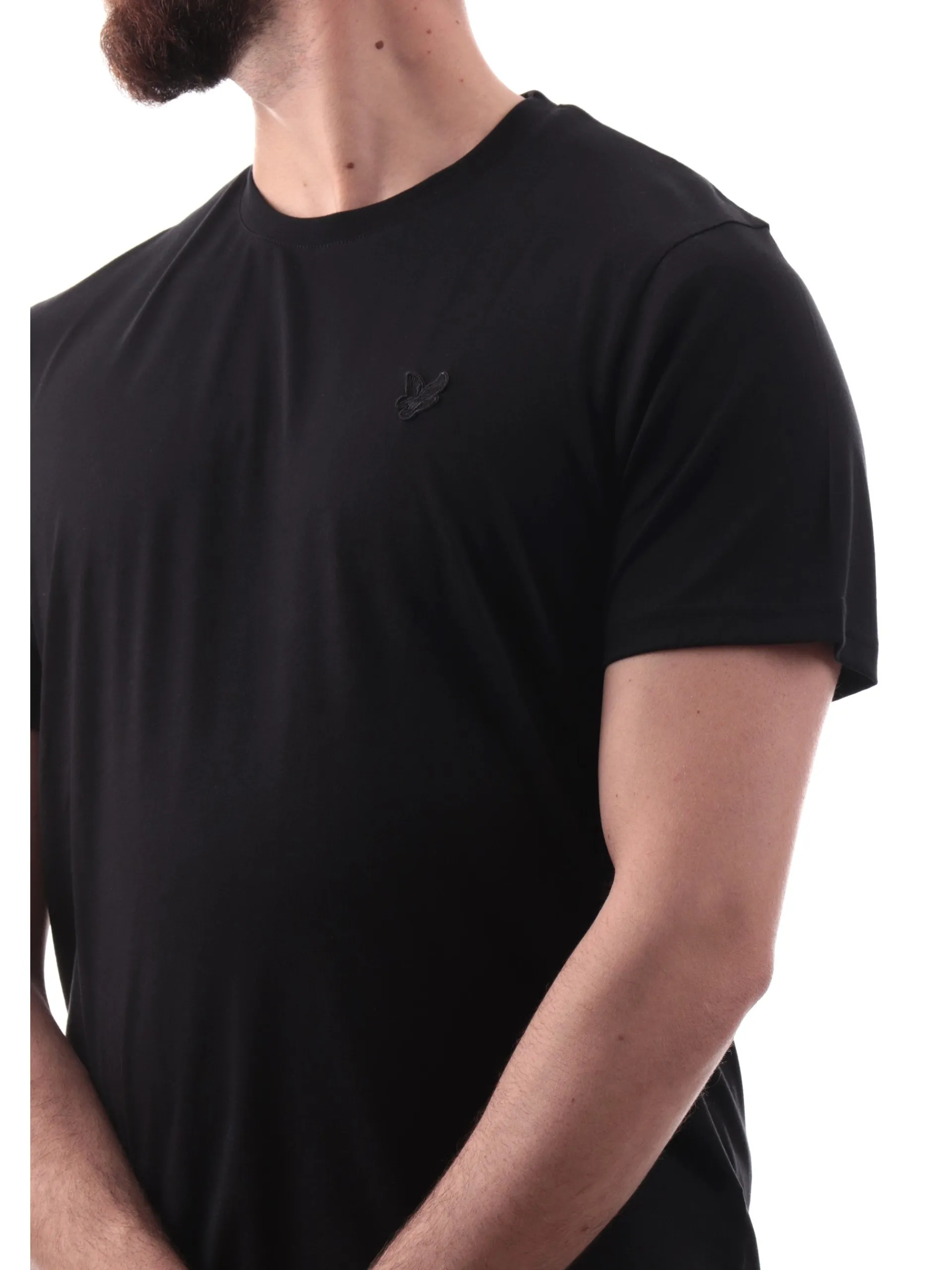 LYLE & SCOTT T-Shirt*Maglia Lyle Scott nera Superfine da uomo patch Lyle Scott ricamato TS2255TON