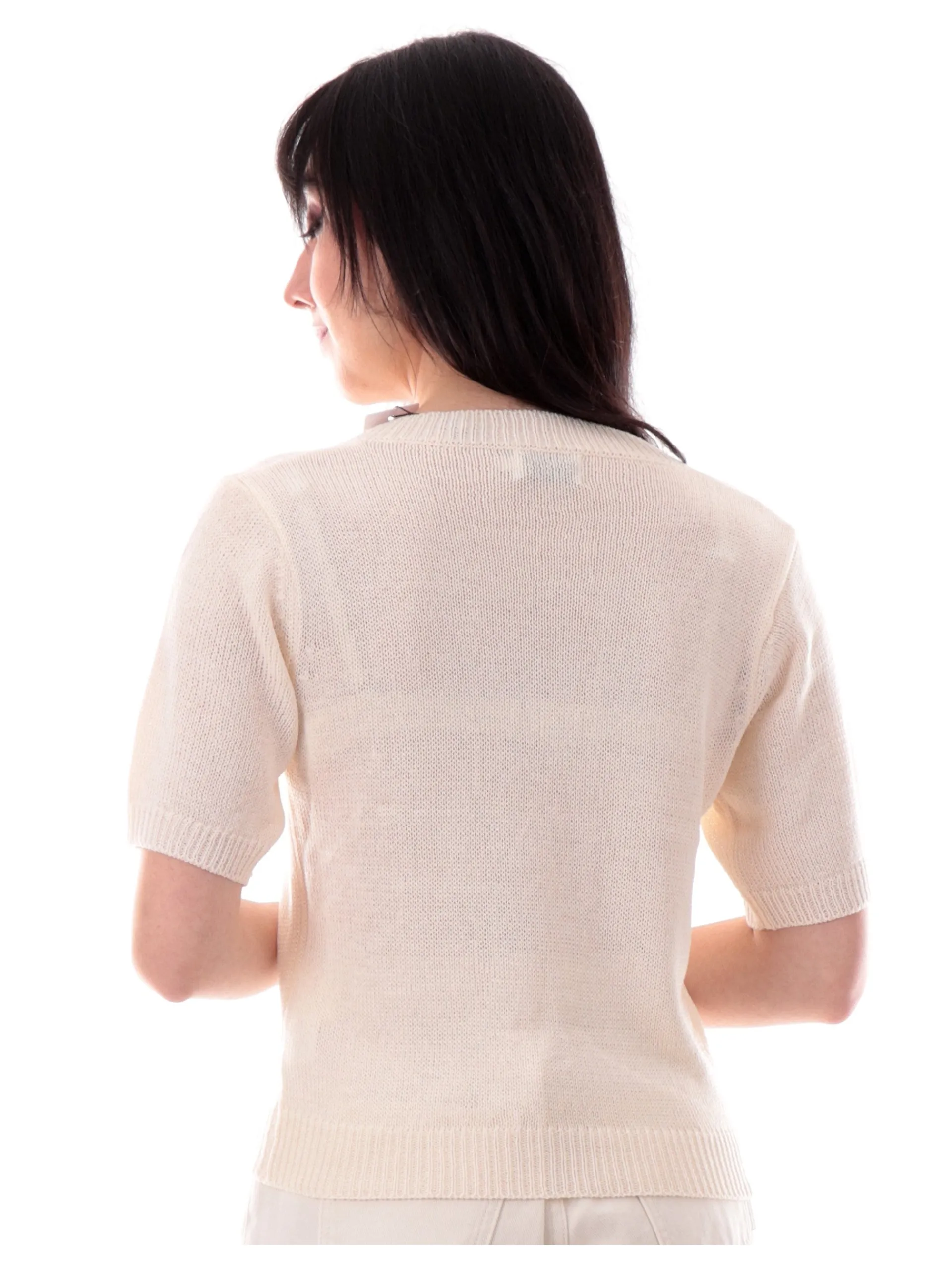 MOLLYBRACKEN Maglie*Maglia Molly Bracken beige oro scollo a V knitted LA1727DP