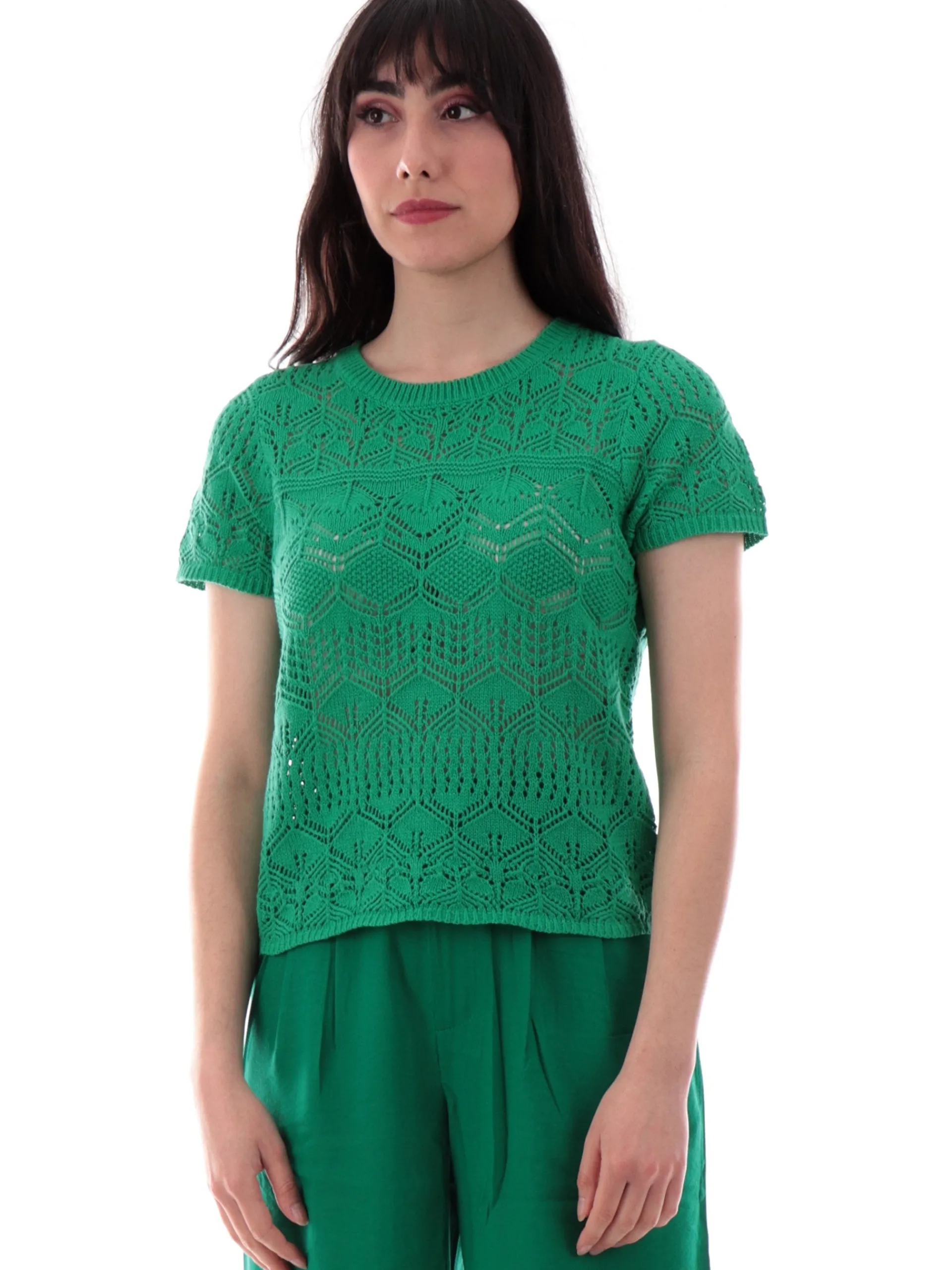 MOLLYBRACKEN Maglie*Maglia Molly Bracken da donna verde macramè uncinetto E1732DP