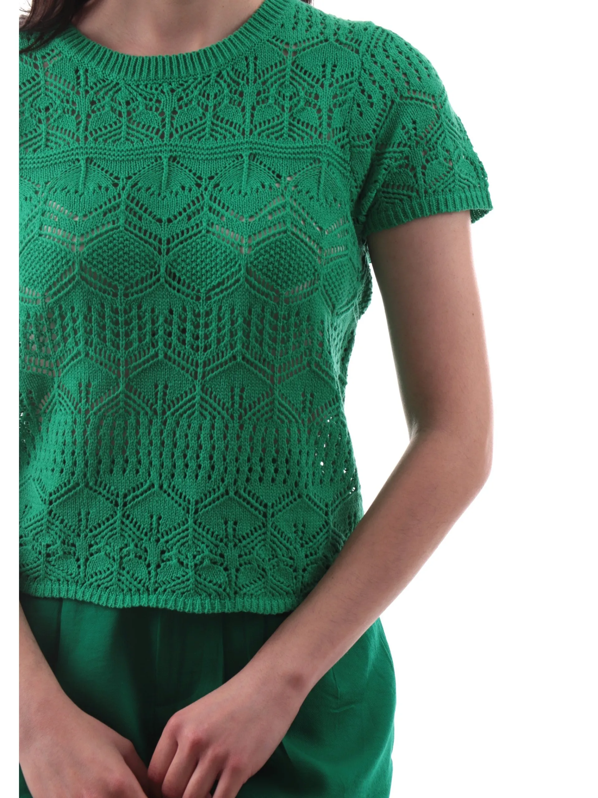 MOLLYBRACKEN Maglie*Maglia Molly Bracken da donna verde macramè uncinetto E1732DP