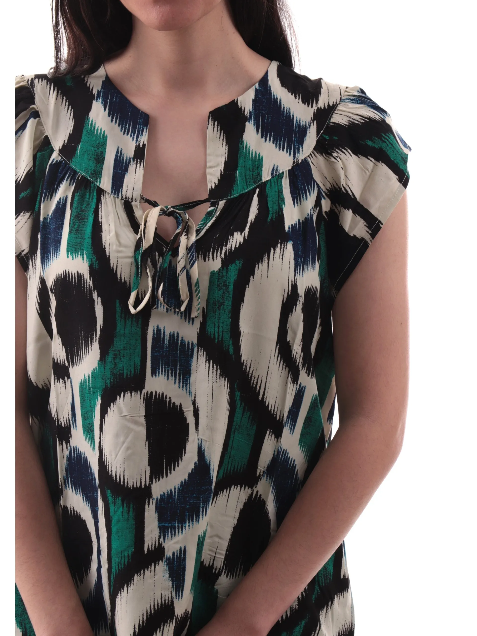MOLLYBRACKEN Maglie*Maglia Molly bracken maniche a farfalla da donna nera e verde N267DP