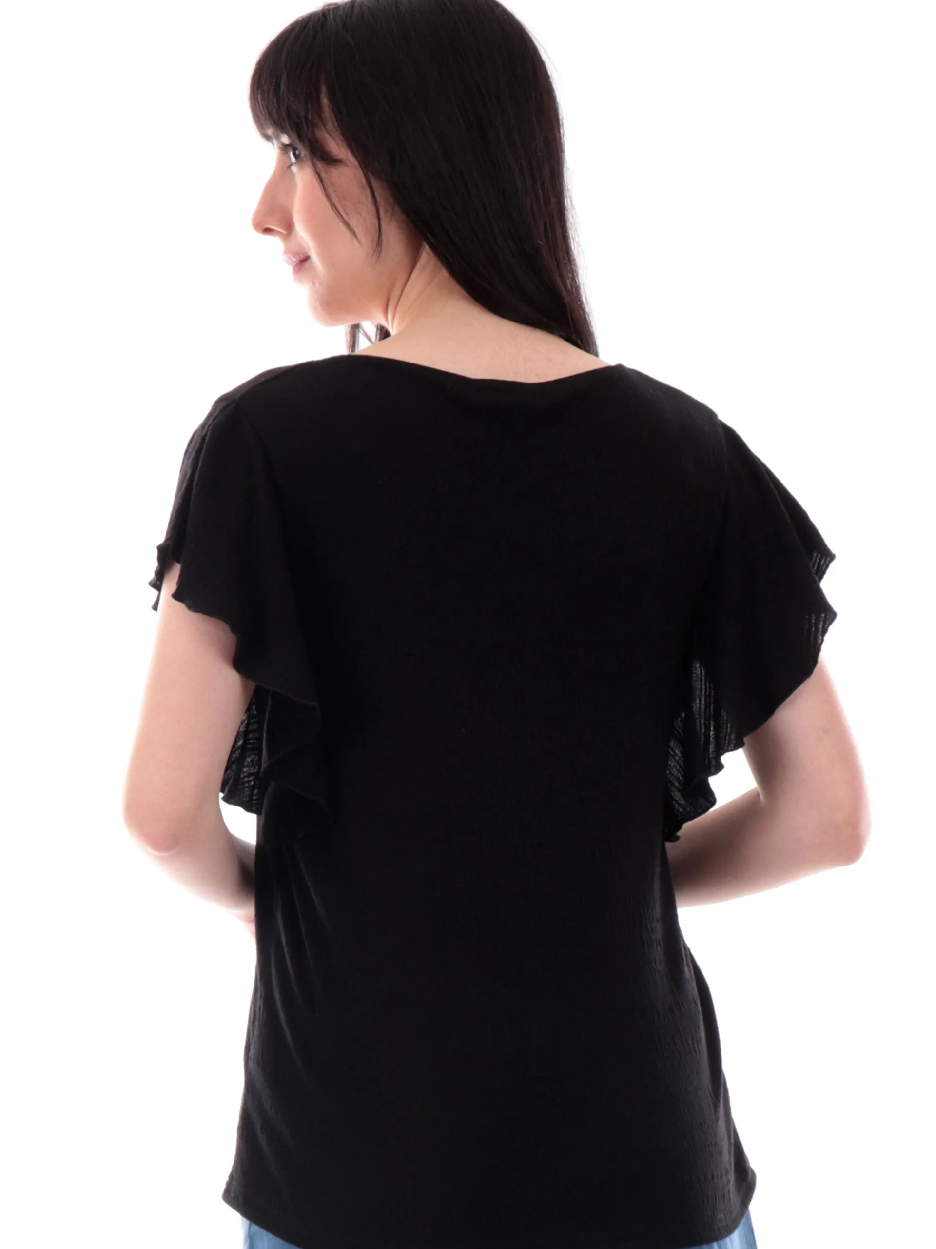 MOLLYBRACKEN T-Shirt*Maglia Molly Bracken Nera da donna Maniche a E1615DP