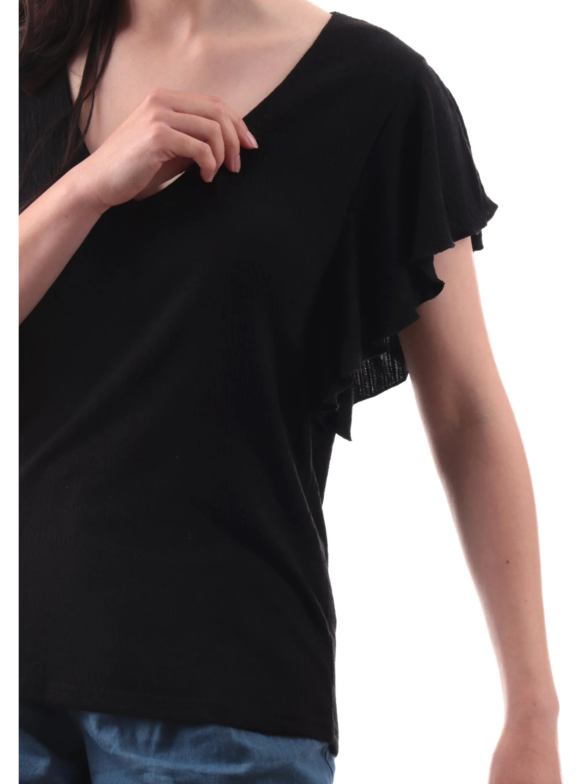 MOLLYBRACKEN T-Shirt*Maglia Molly Bracken Nera da donna Maniche a E1615DP