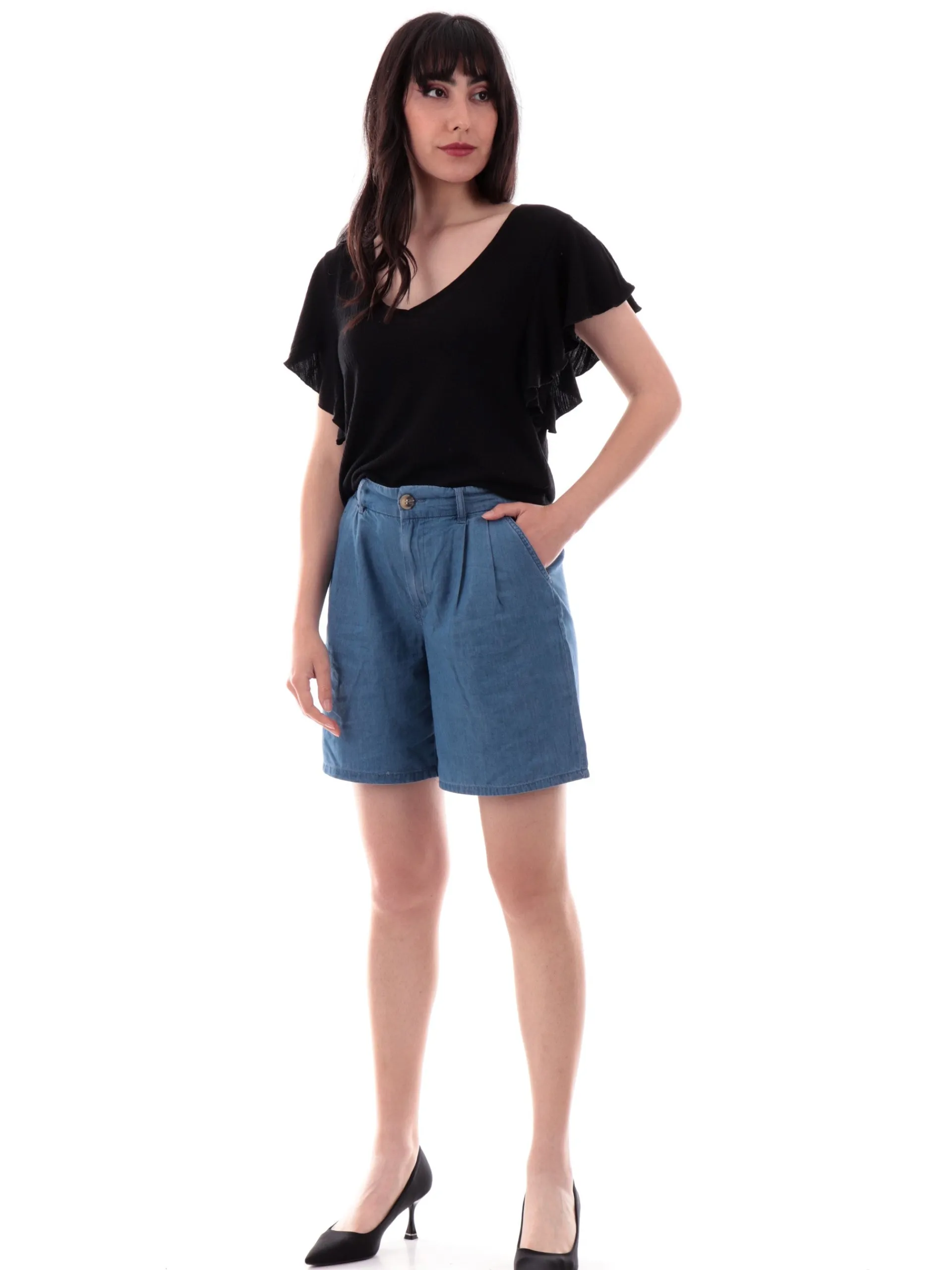 MOLLYBRACKEN T-Shirt*Maglia Molly Bracken Nera da donna Maniche a E1615DP