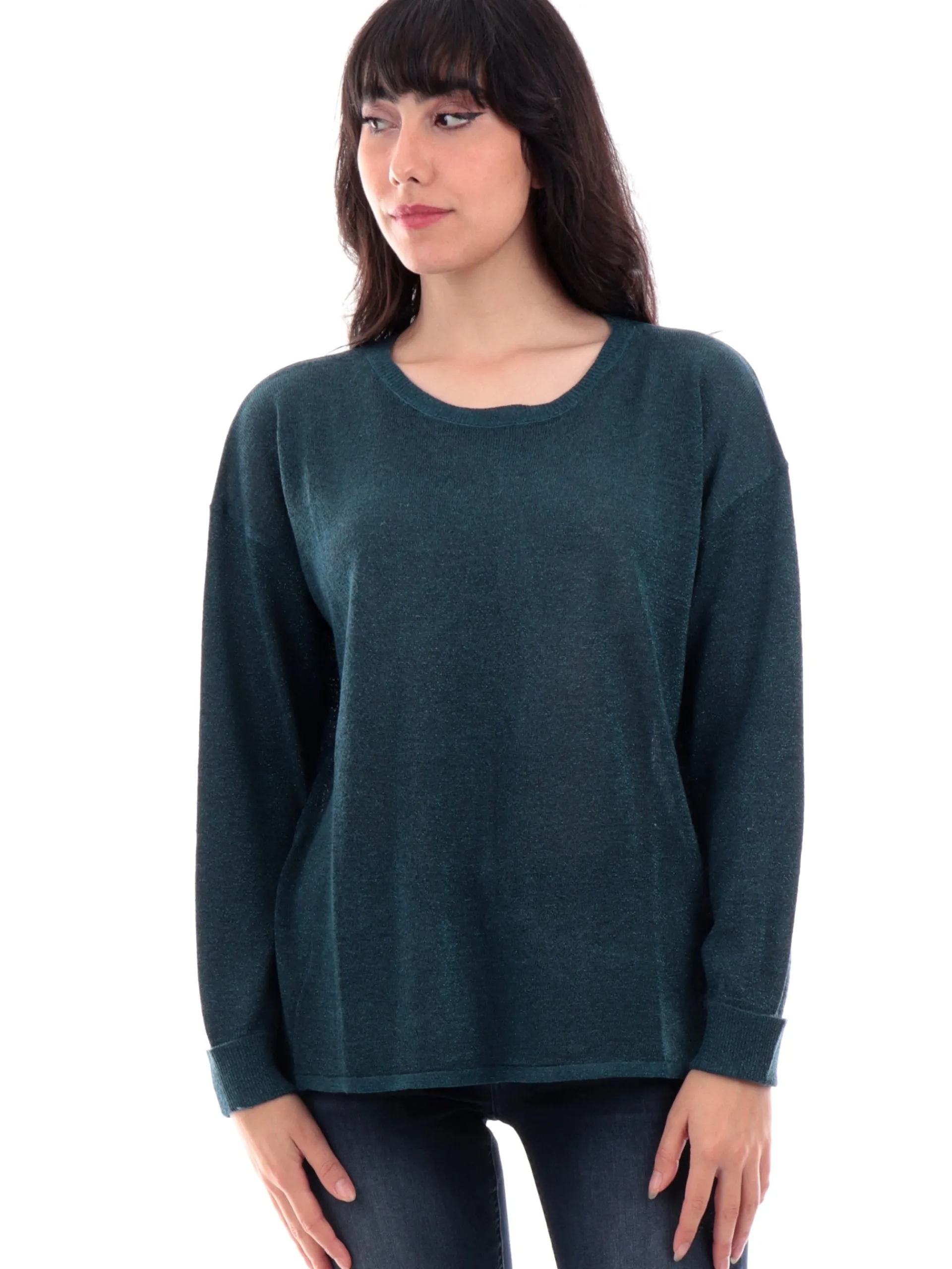 MOLLYBRACKEN Maglie*Maglia Molly Bracken verde petrolio da donna con apertura sulla schiena TR141CH