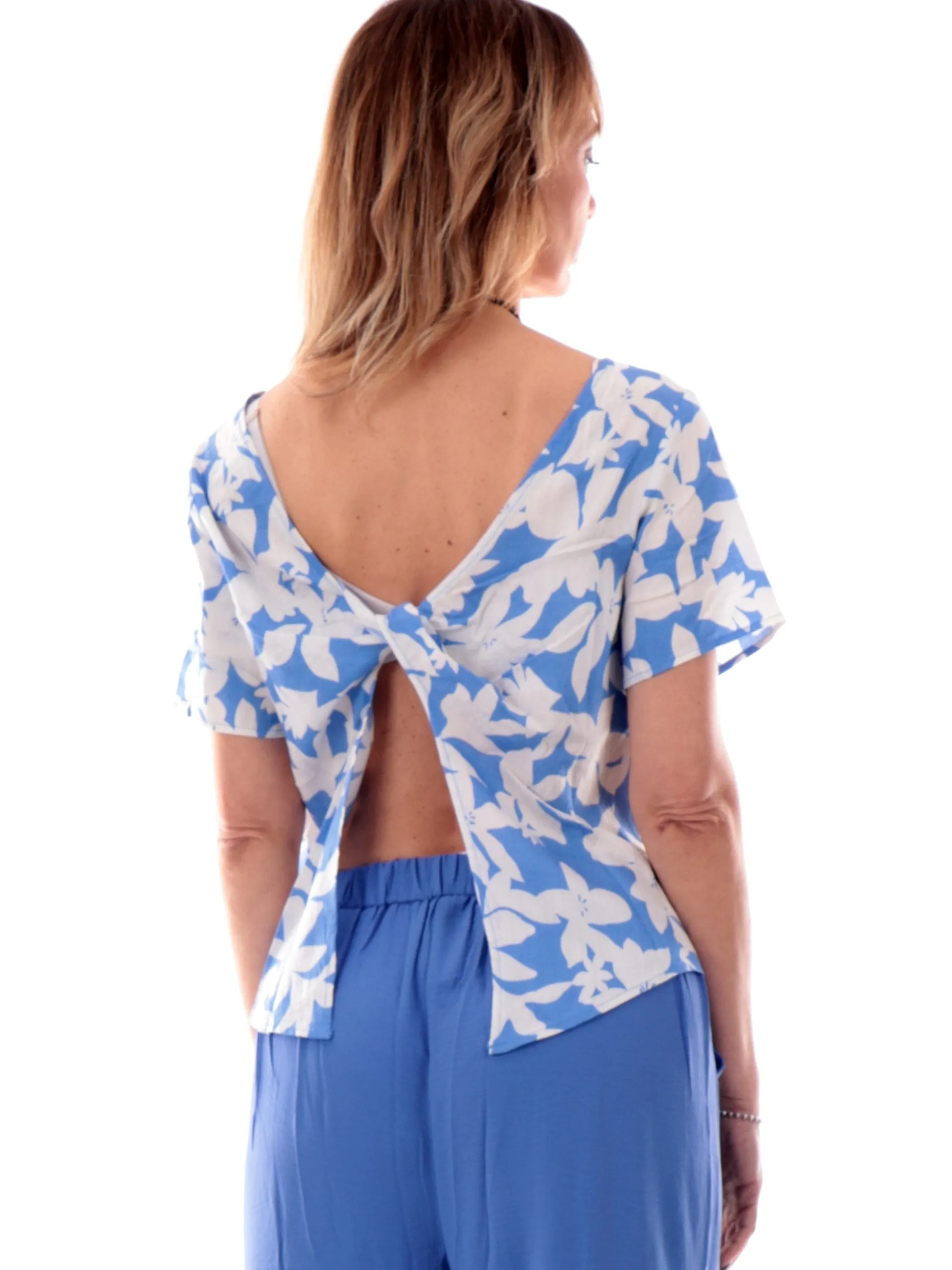 MOLLYBRACKEN Maglie*Maglia Molly spacco posteriore blu da donna con nodo TL367DE