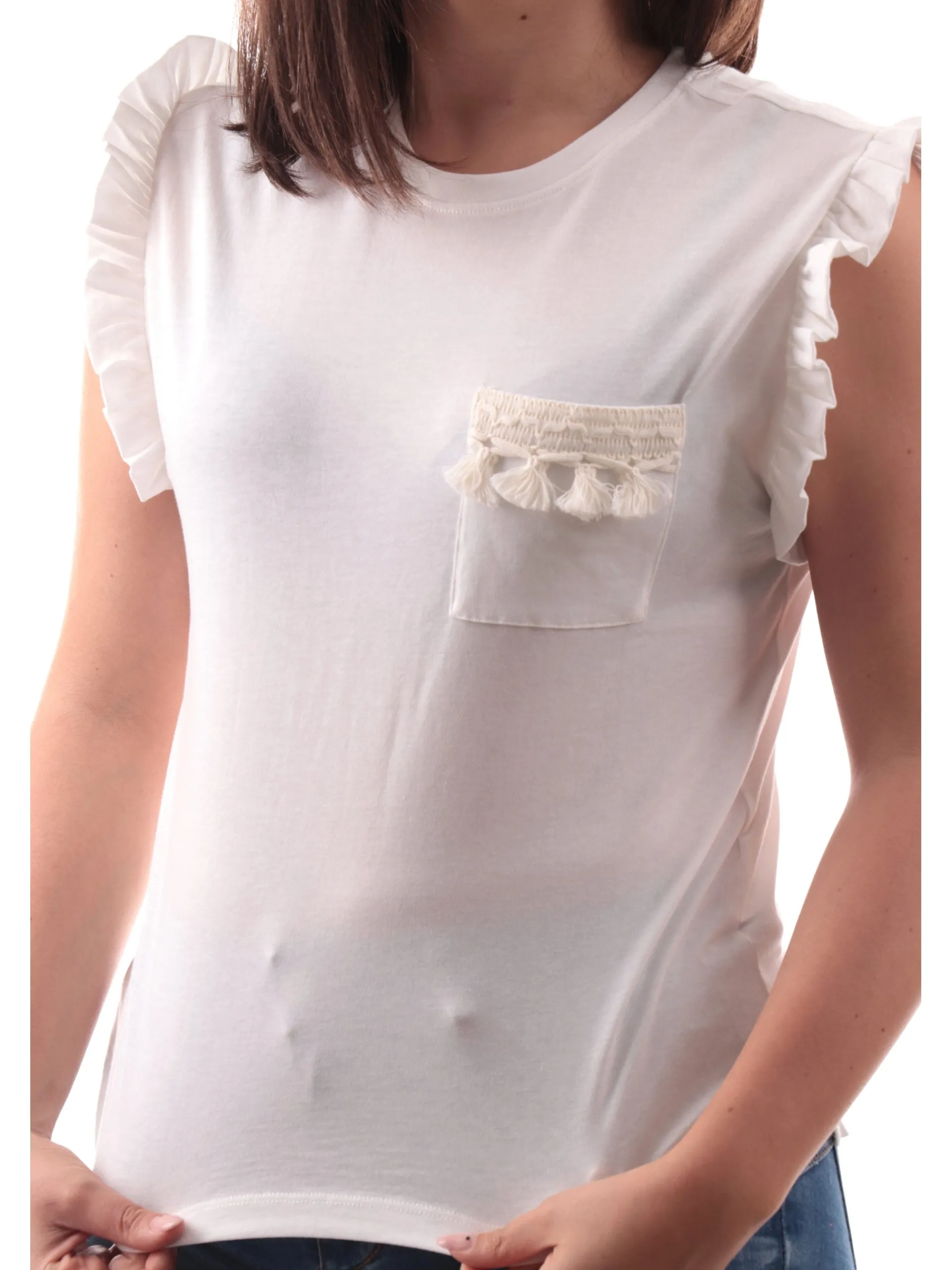 ONLY Maglie*Maglia bianca da donna con maniche a volant 15289732
