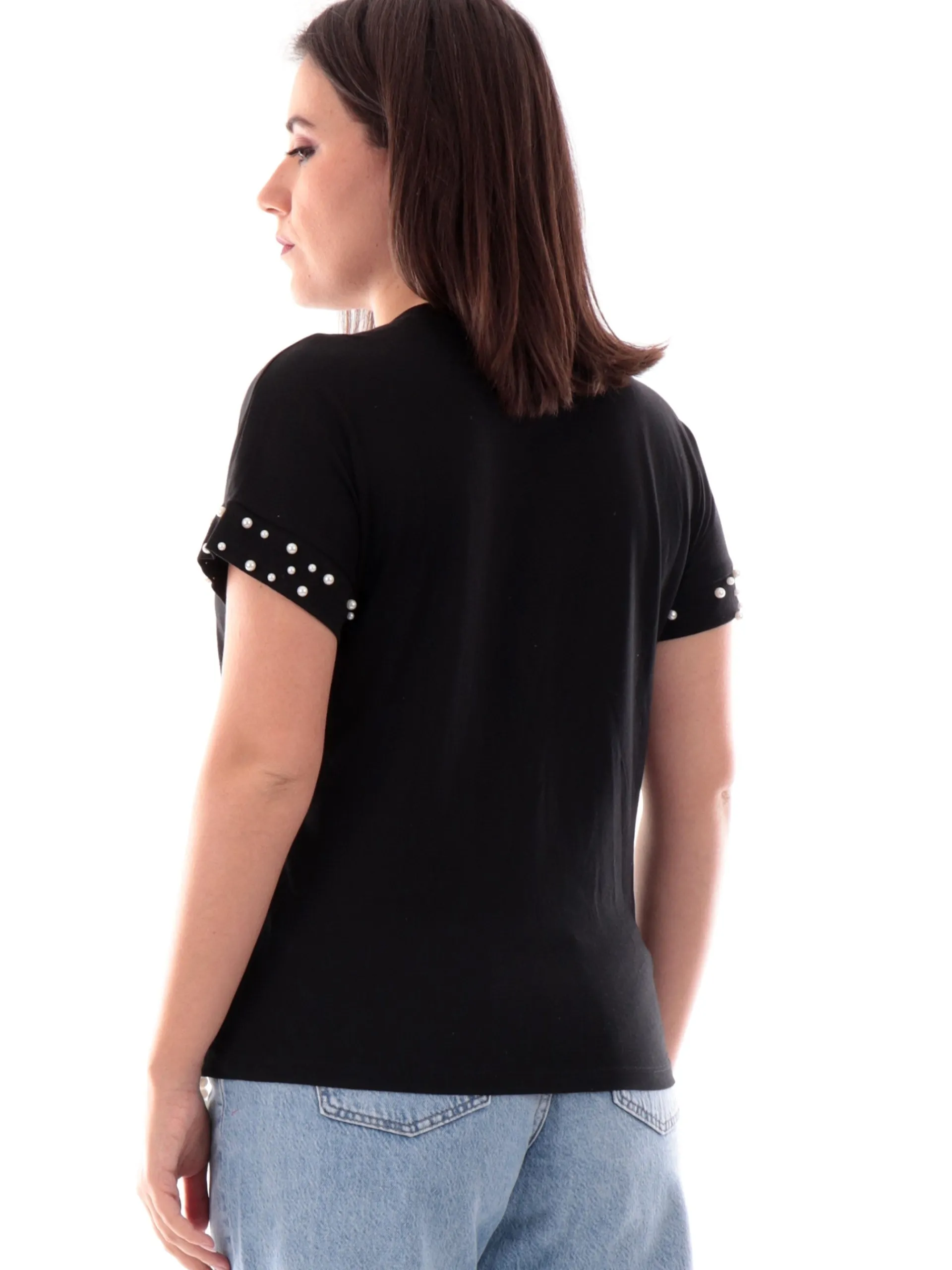 ONLY Maglie*Maglia nera da donna con perle 15346733