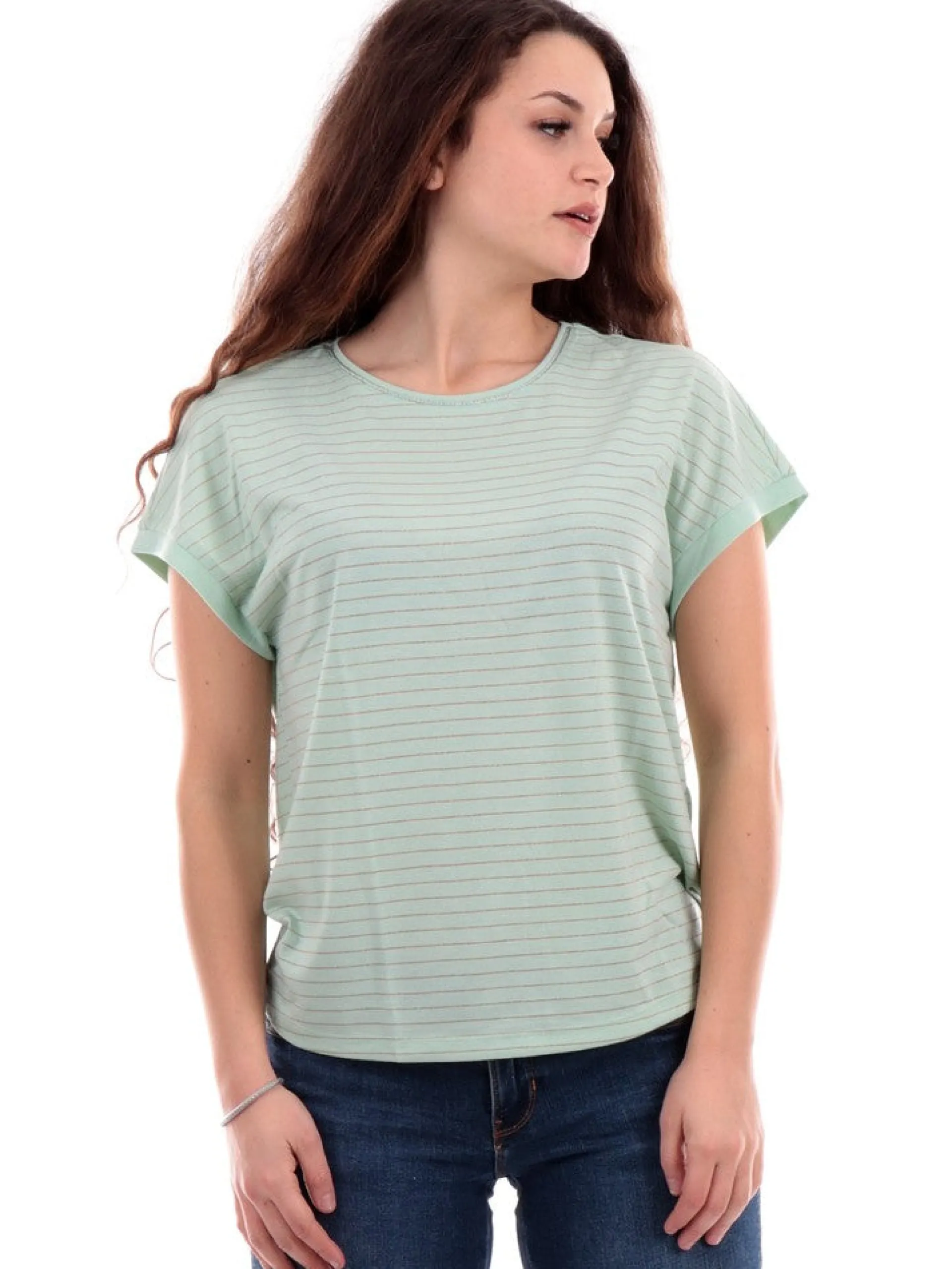 ONLY T-Shirt*Maglia verde da donna a righe oro 15251995