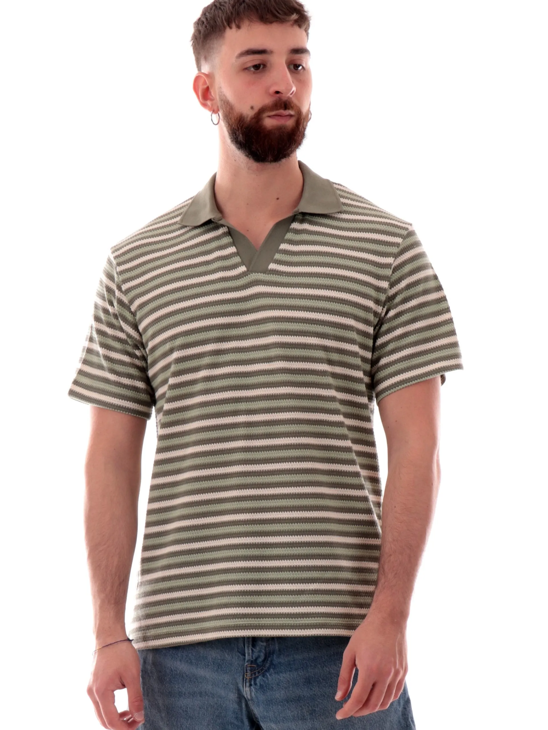 JACK&JONES Polo*Maglia Polo jack Jones Beige e verde militare da uomo filo 12276317