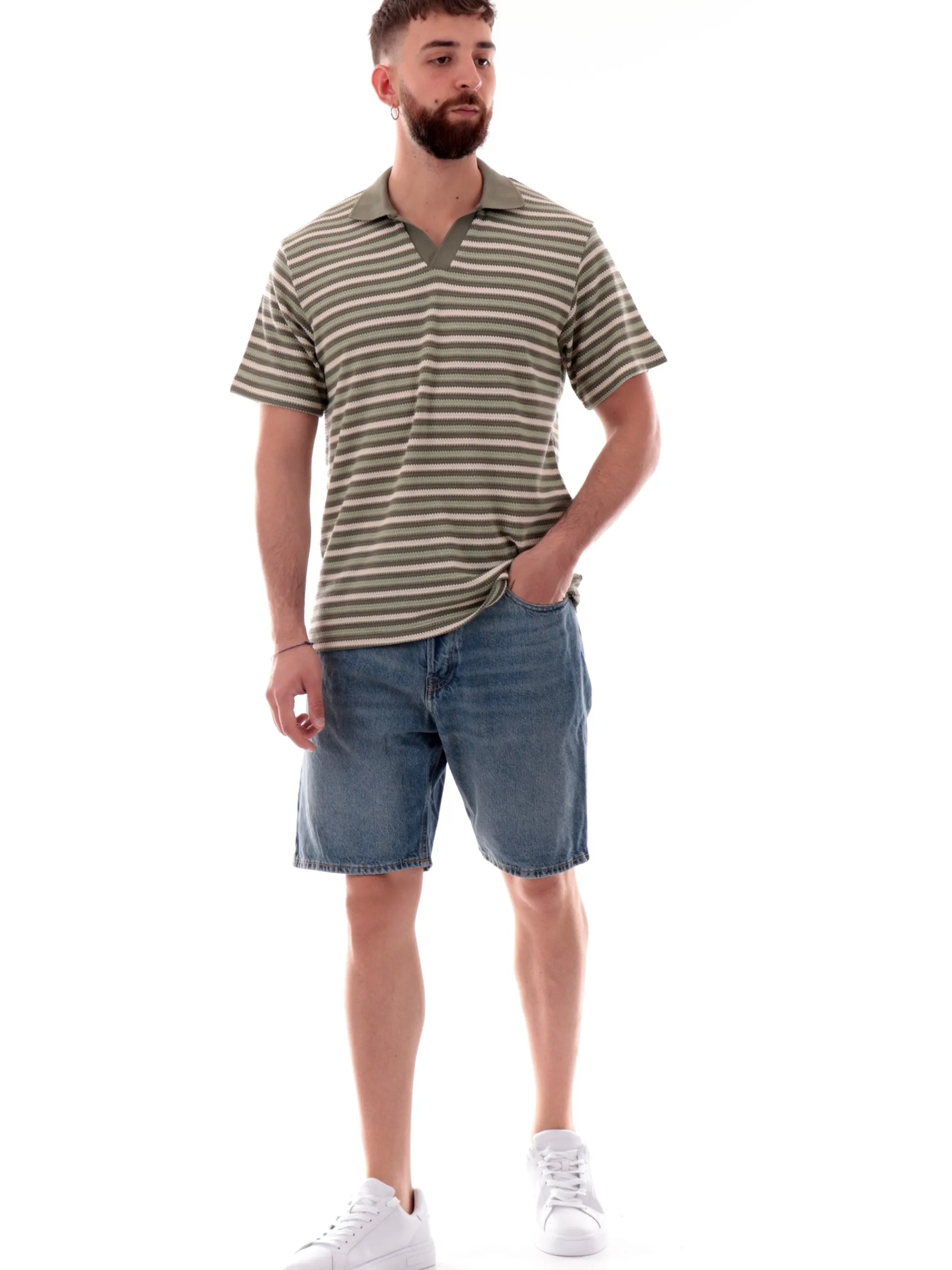 JACK&JONES Polo*Maglia Polo jack Jones Beige e verde militare da uomo filo 12276317