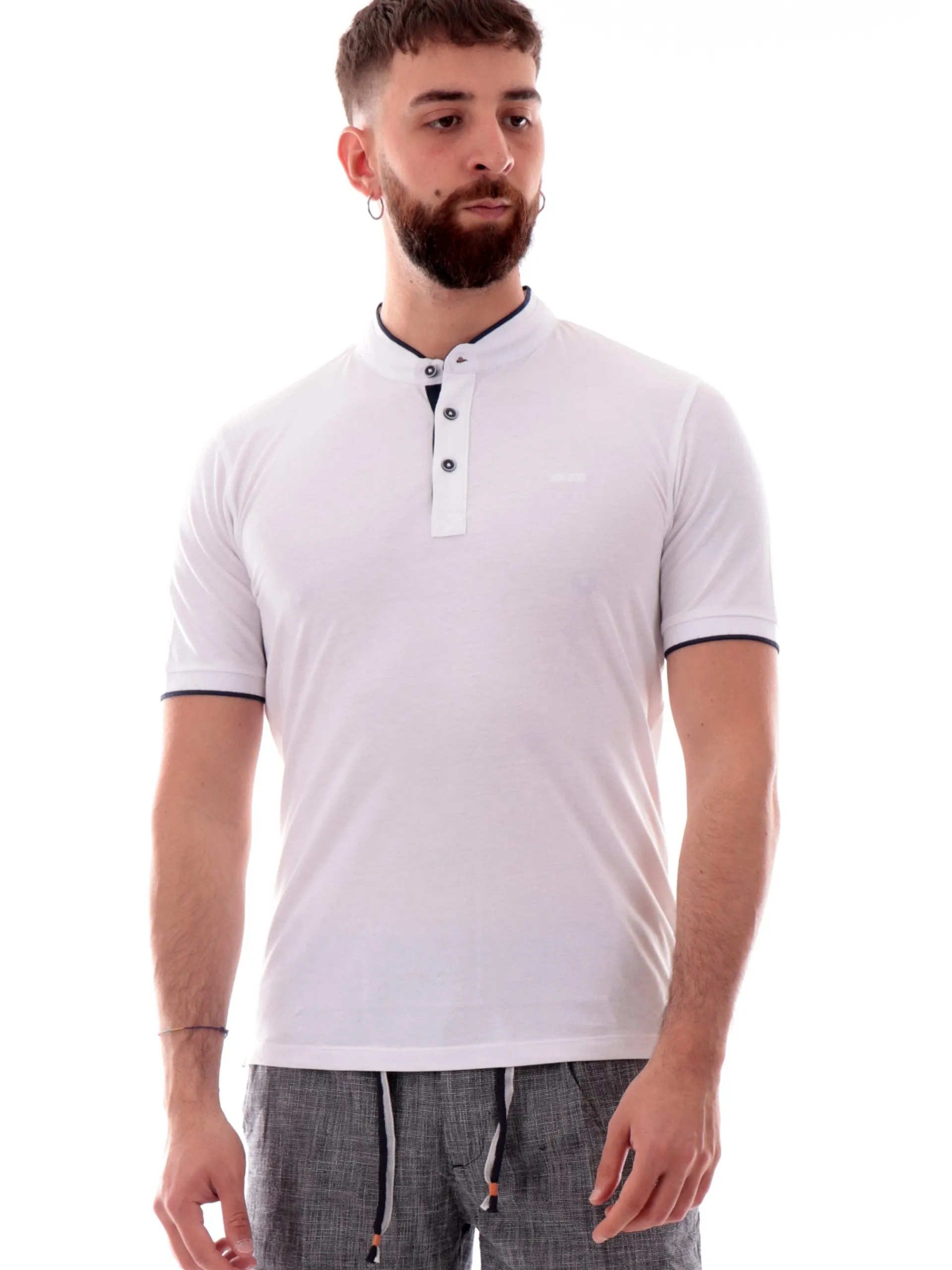 YES ZEE Polo*Maglia Polo Bianca da uomo coreana T721S8000107
