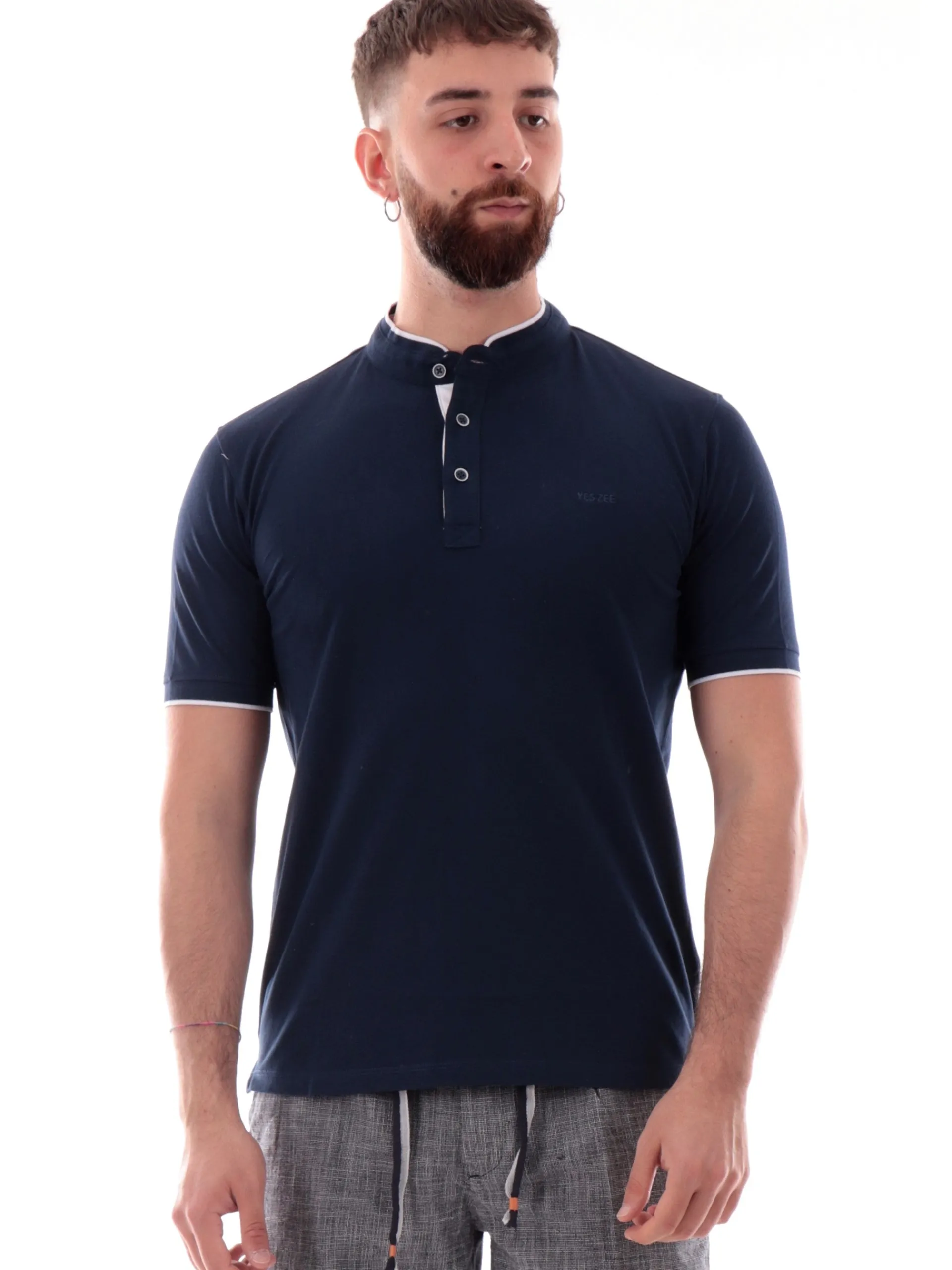 YES ZEE Polo*Maglia Polo Blu da uomo coreana T721S8000713