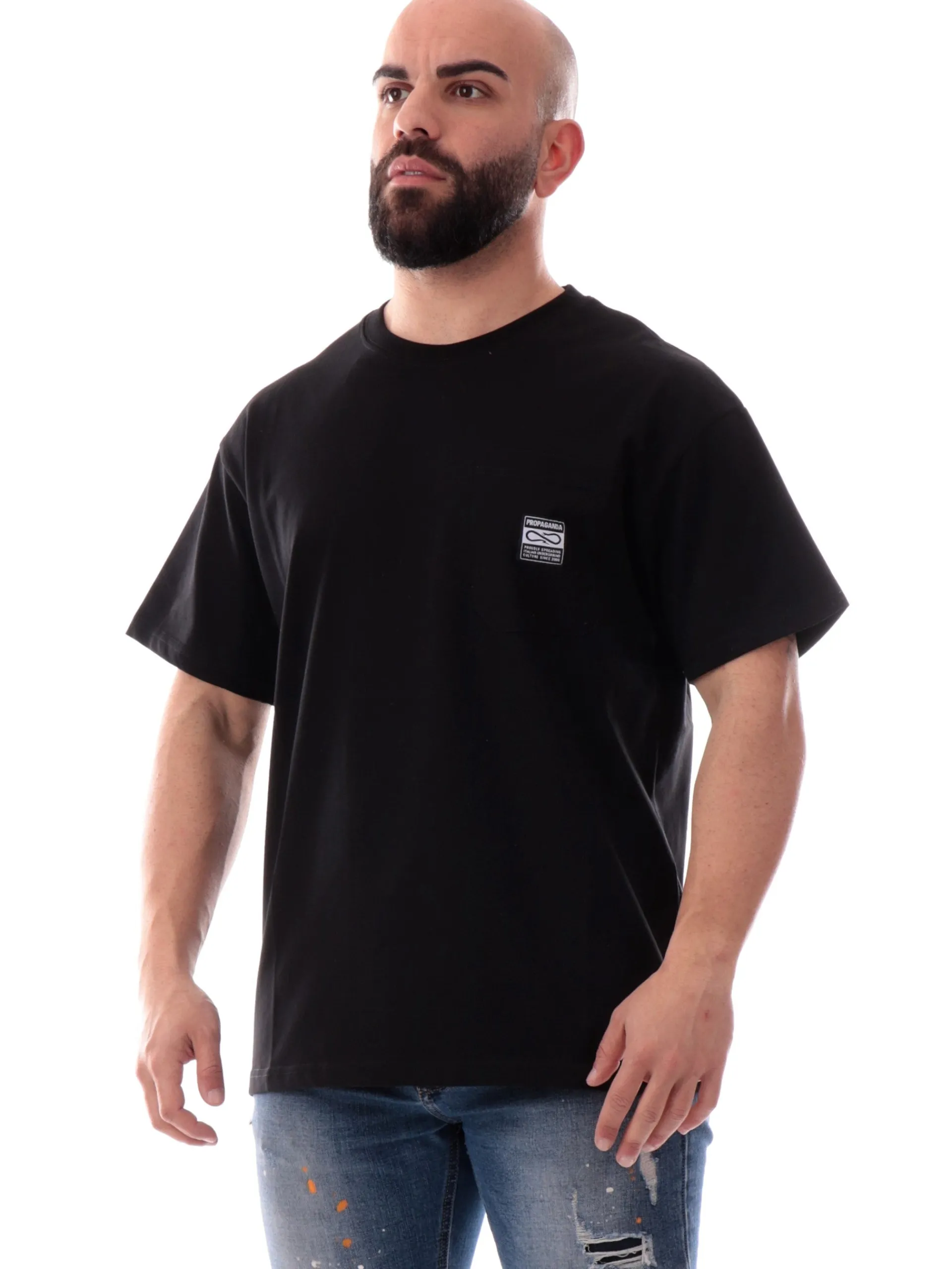 PROPAGANDA T-Shirt*Maglia nera Label Pocket 25SSPRTS