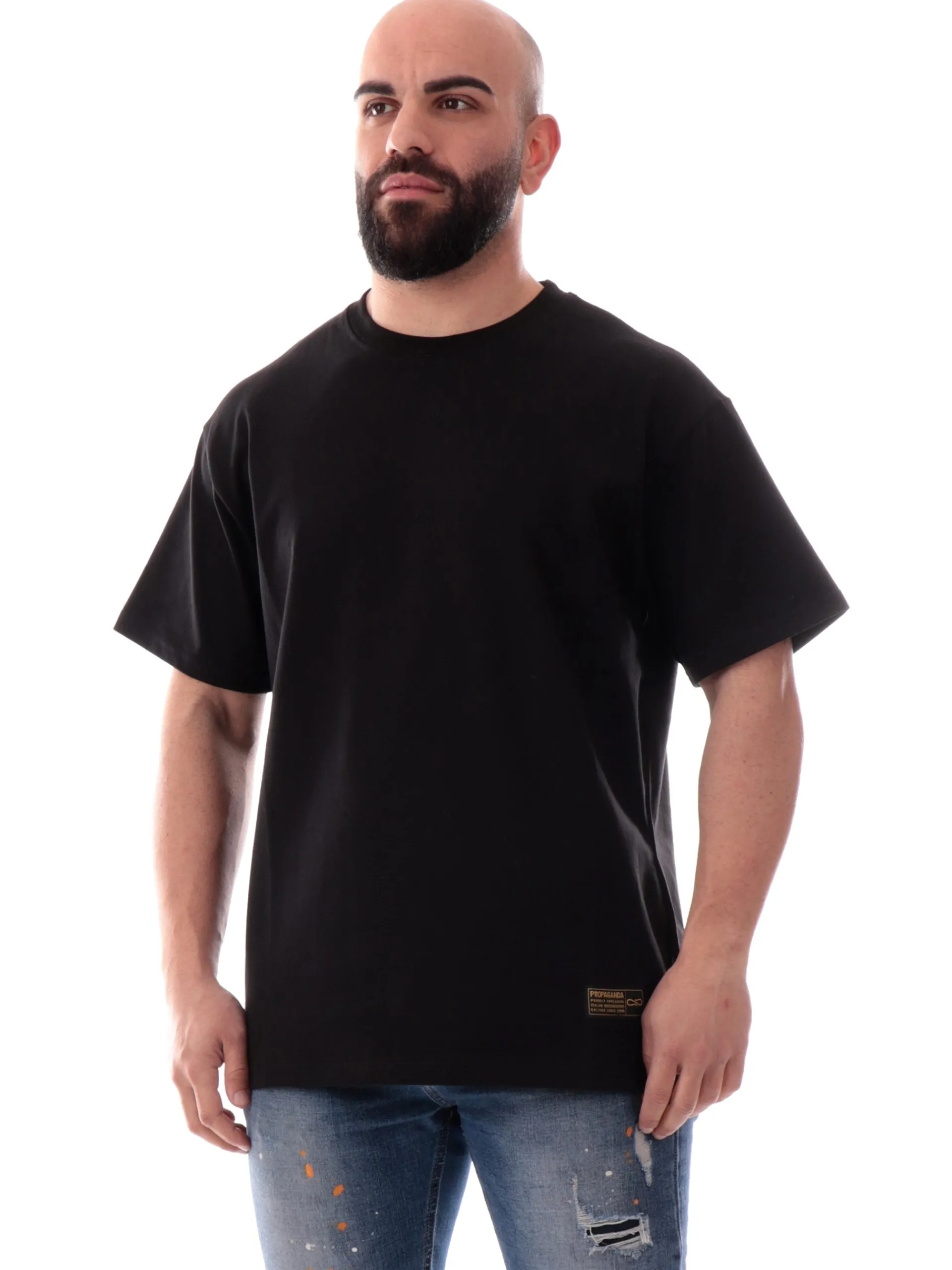 PROPAGANDA T-Shirt*Maglia nera Label Camo 25SSPRTS