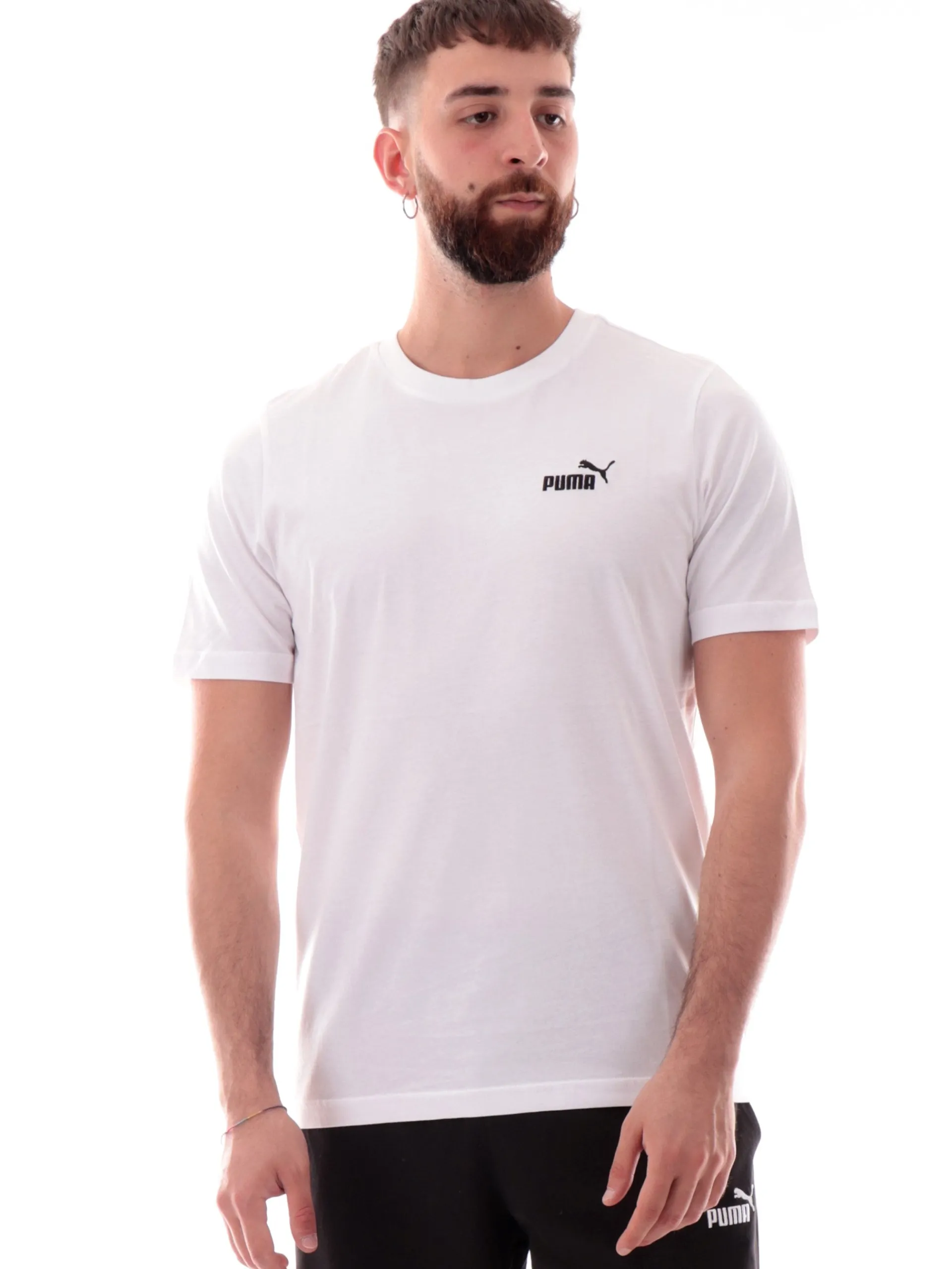 PUMA T-Shirt*Maglia bianca girocollo da uomo logo ricamato 682534
