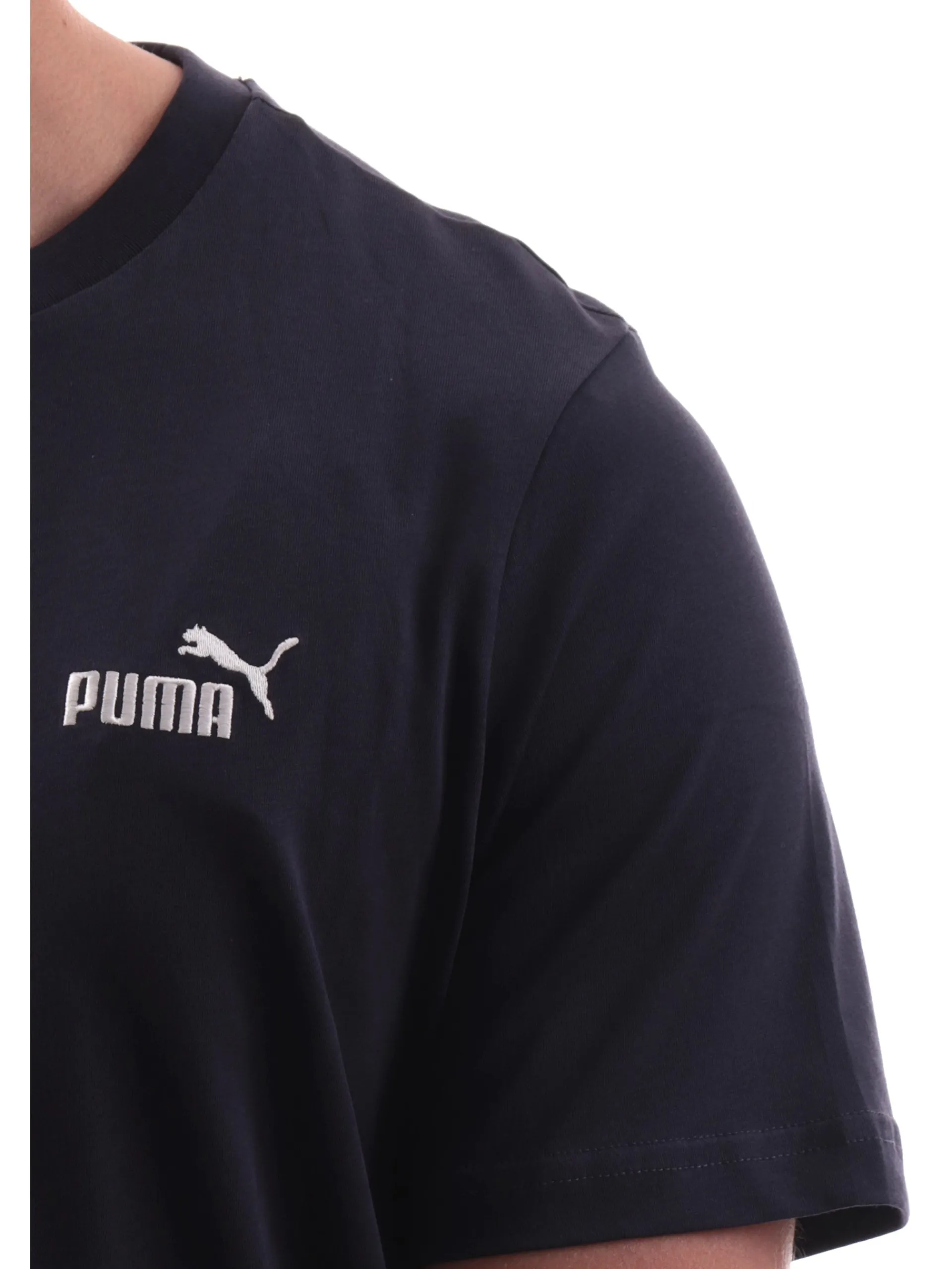 PUMA T-Shirt*Maglia blu girocollo da uomo logo ricamato 682534