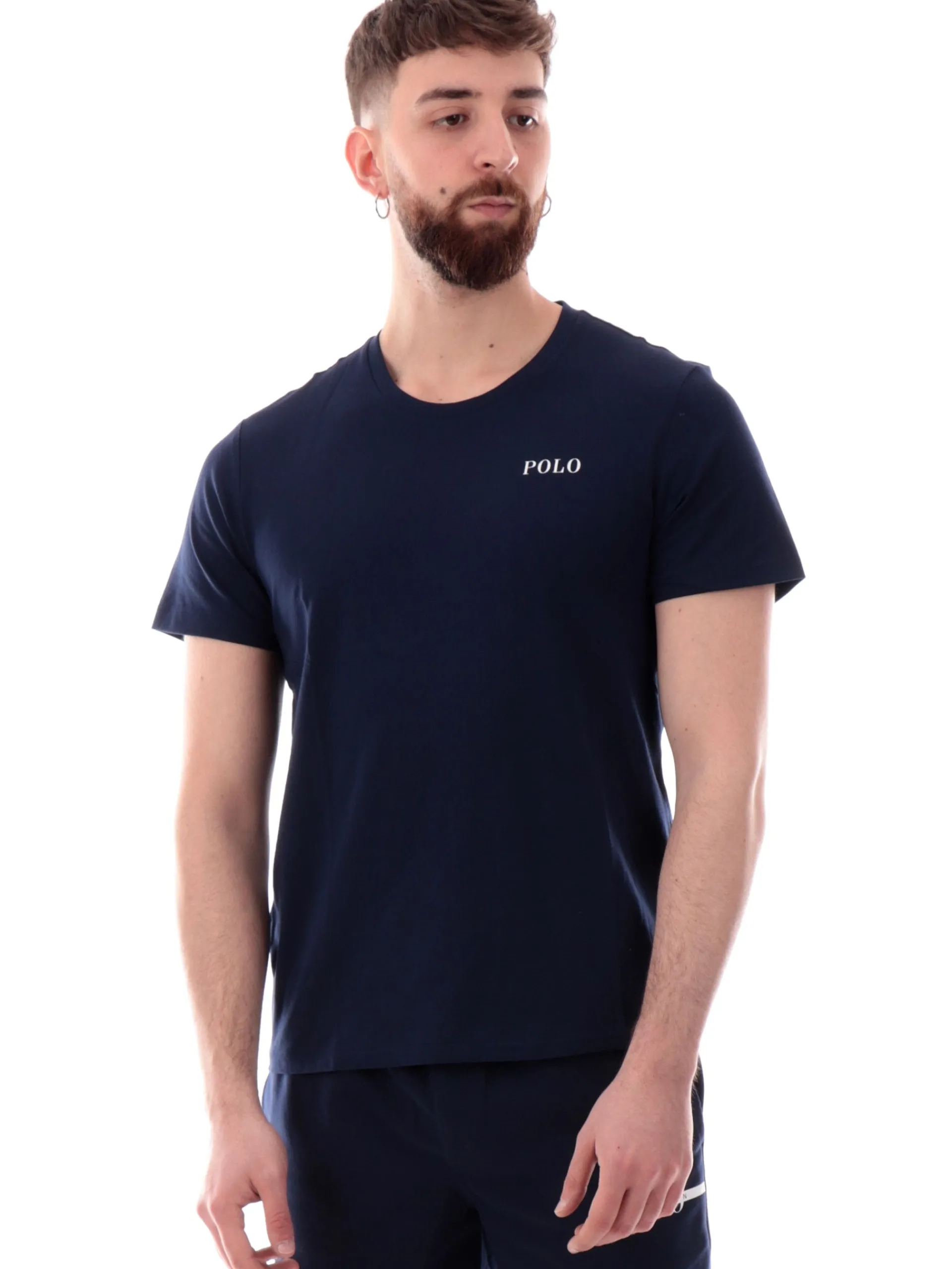 RALPH LAUREN T-Shirt*Maglia blu girocollo da uomo logo Polo a contrasto 714931650