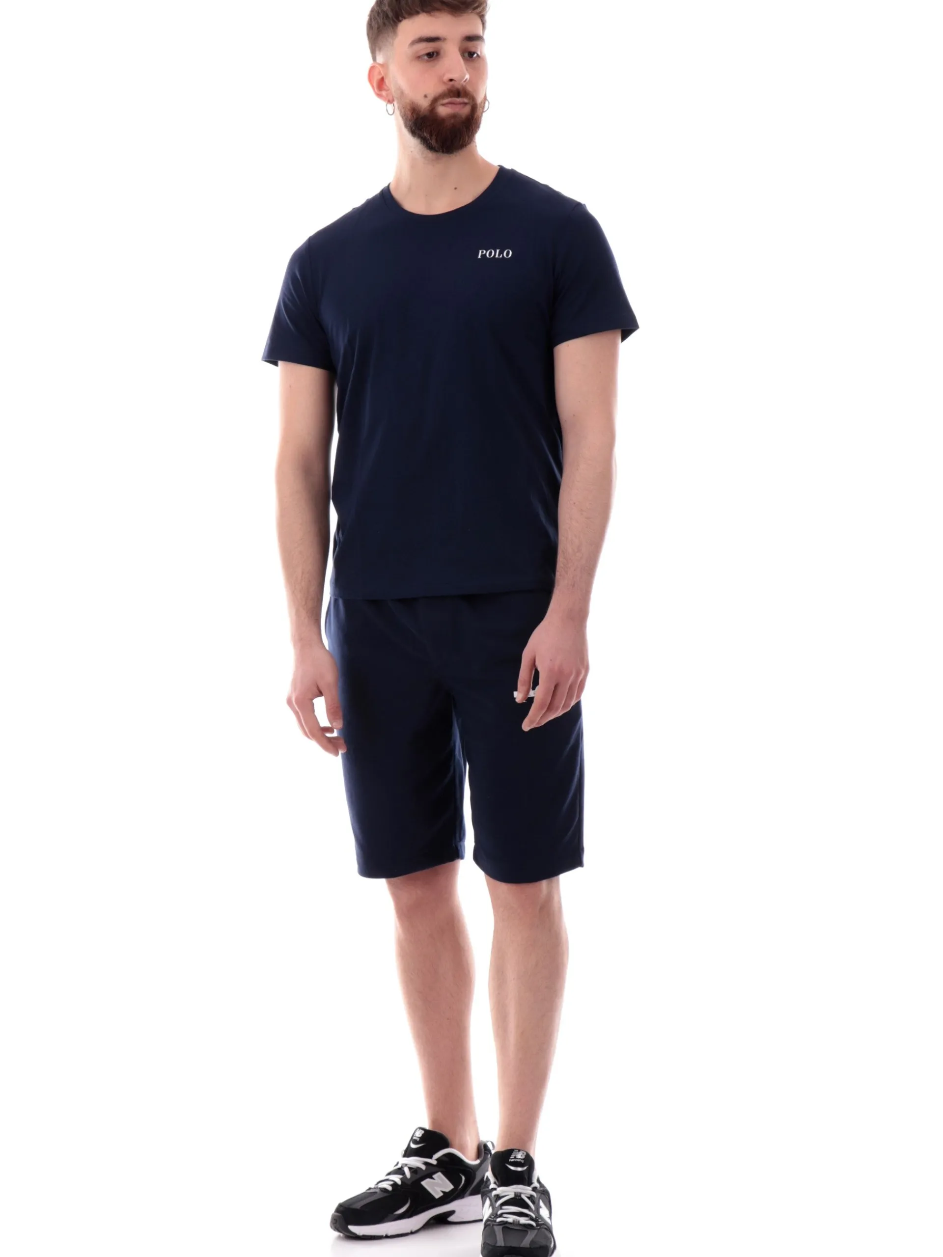 RALPH LAUREN T-Shirt*Maglia blu girocollo da uomo logo Polo a contrasto 714931650