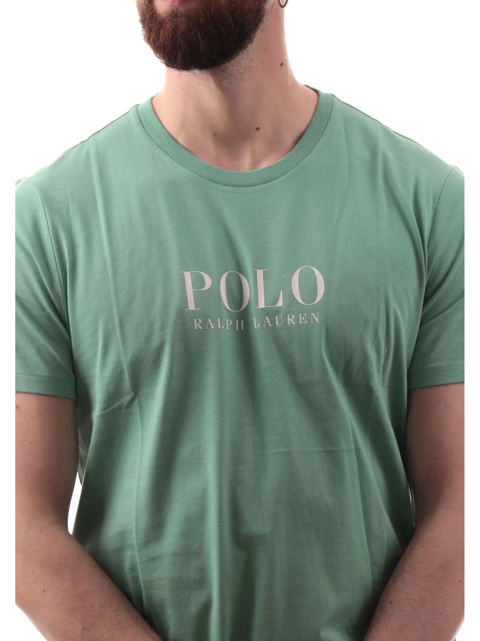 RALPH LAUREN T-Shirt*Maglia verde da uomo con maxi logo Polo 714899613