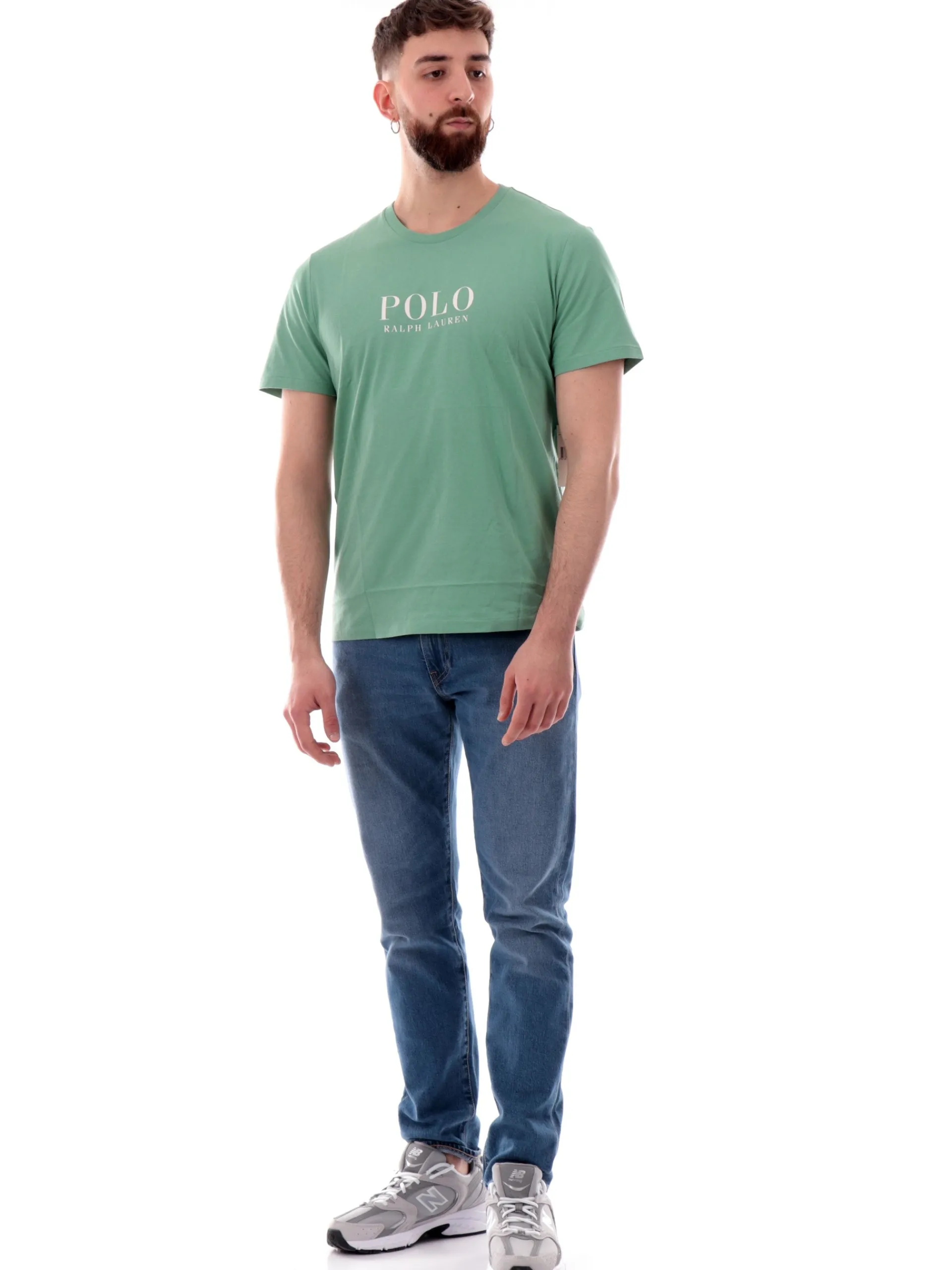 RALPH LAUREN T-Shirt*Maglia verde da uomo con maxi logo Polo 714899613