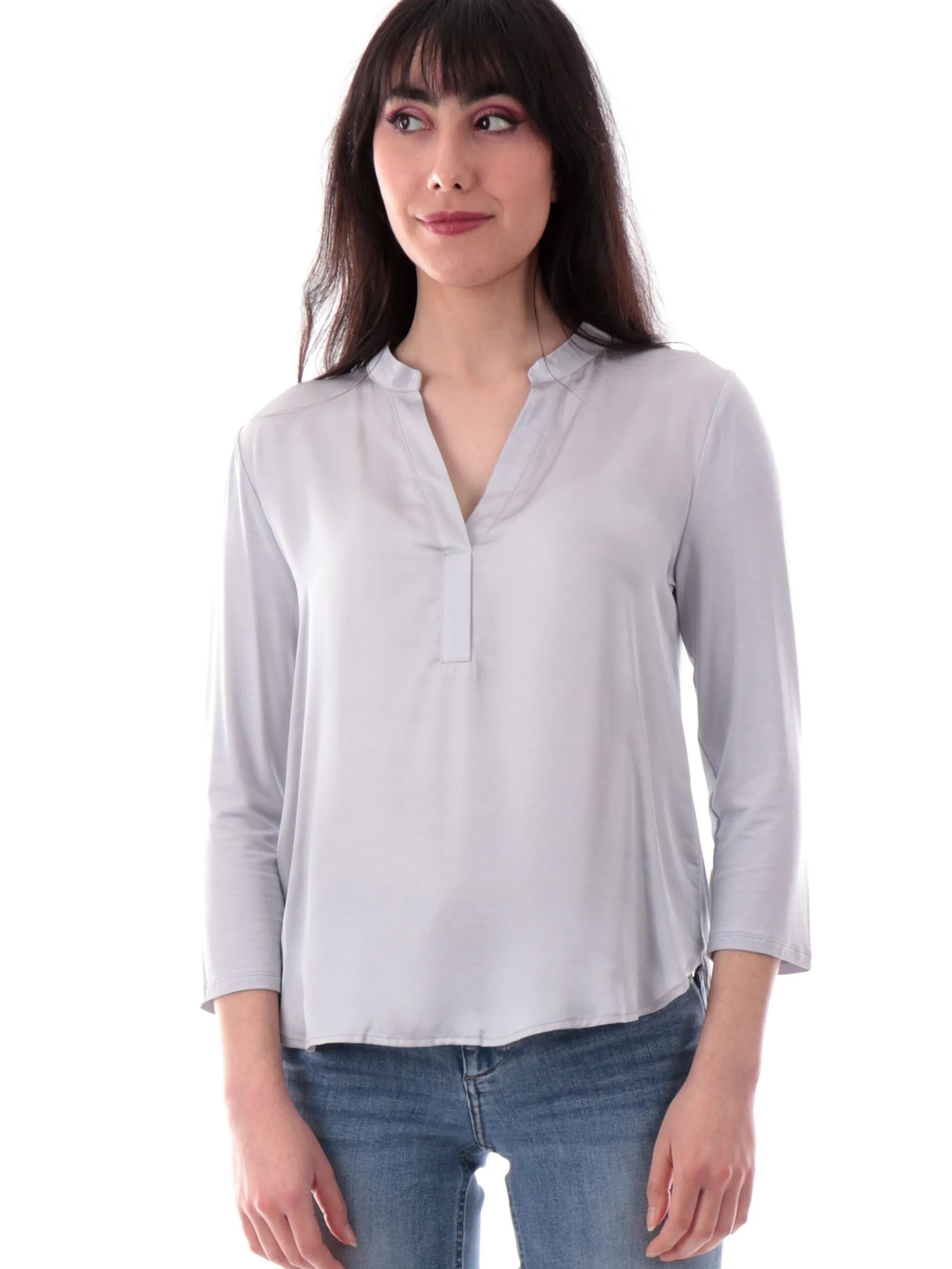 ANIS Maglie*Maglia raso celeste da donna scollo a V 251C1041