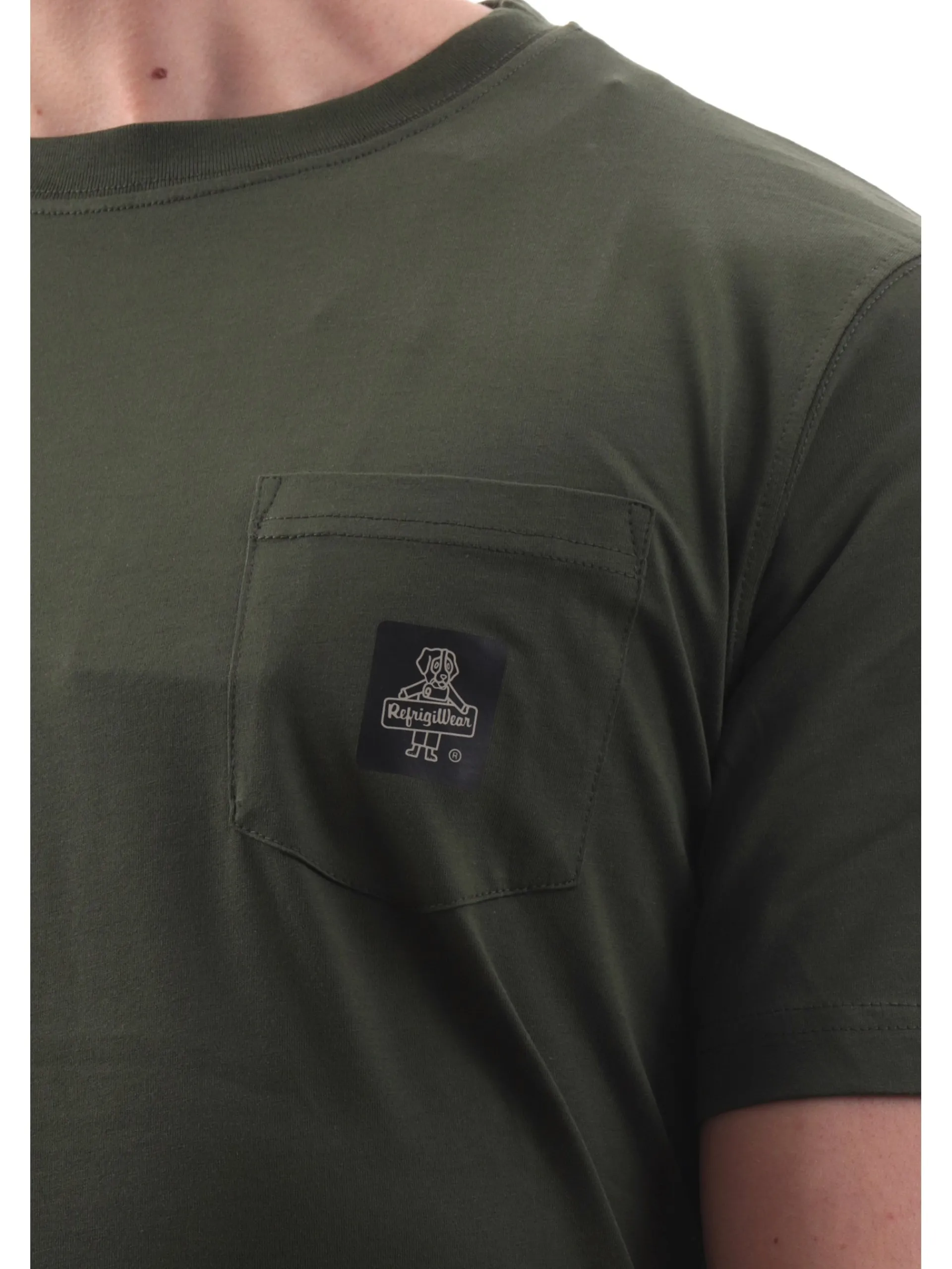 REFRIGIWEAR T-Shirt*Maglia Pierce verde da uomo con taschino e logo T22600