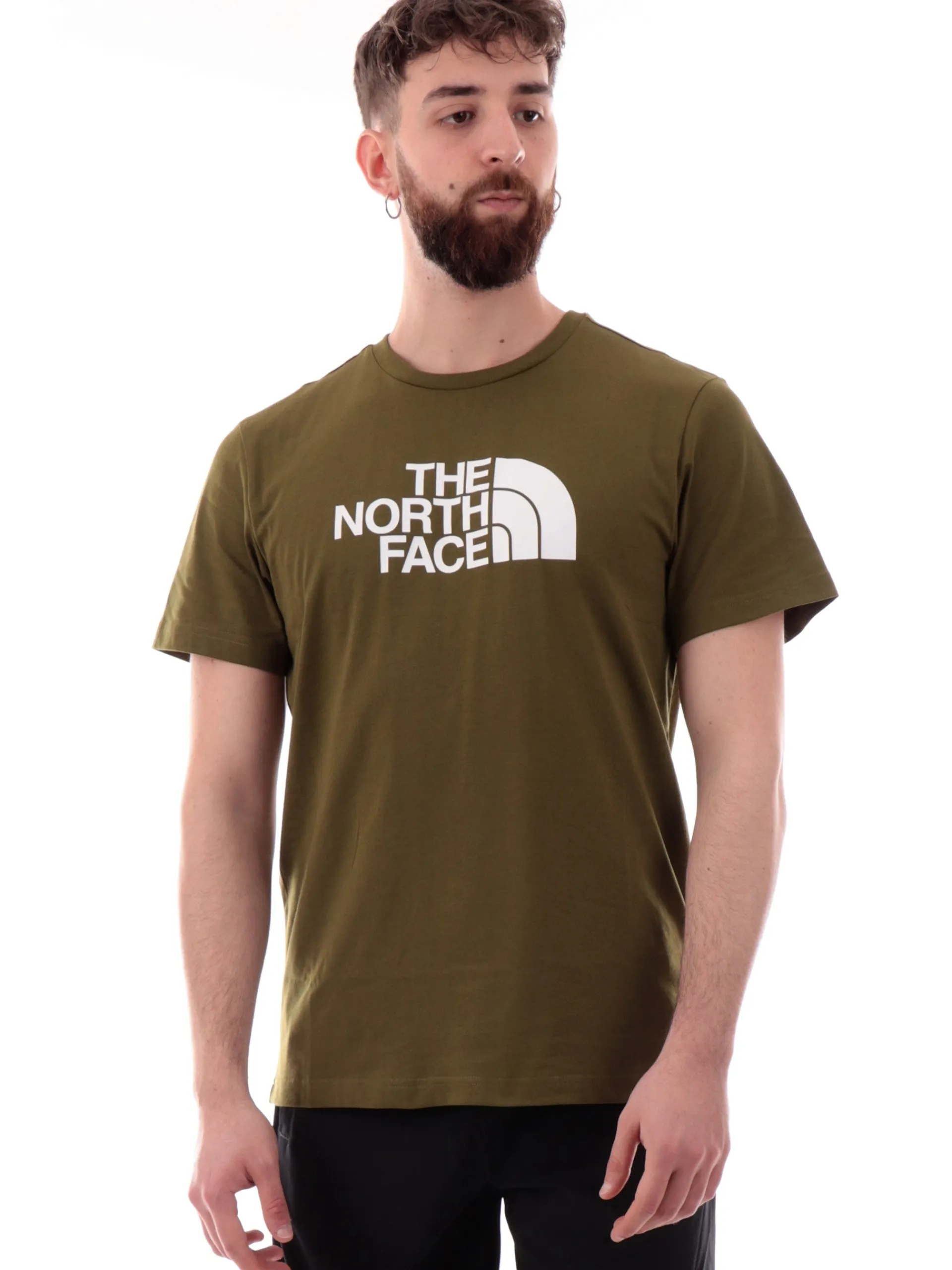 THE NORTH FACE T-Shirt*Maglia Easy Tee verde militare girocollo da uomo logo North Face stampato NF0A8A6C