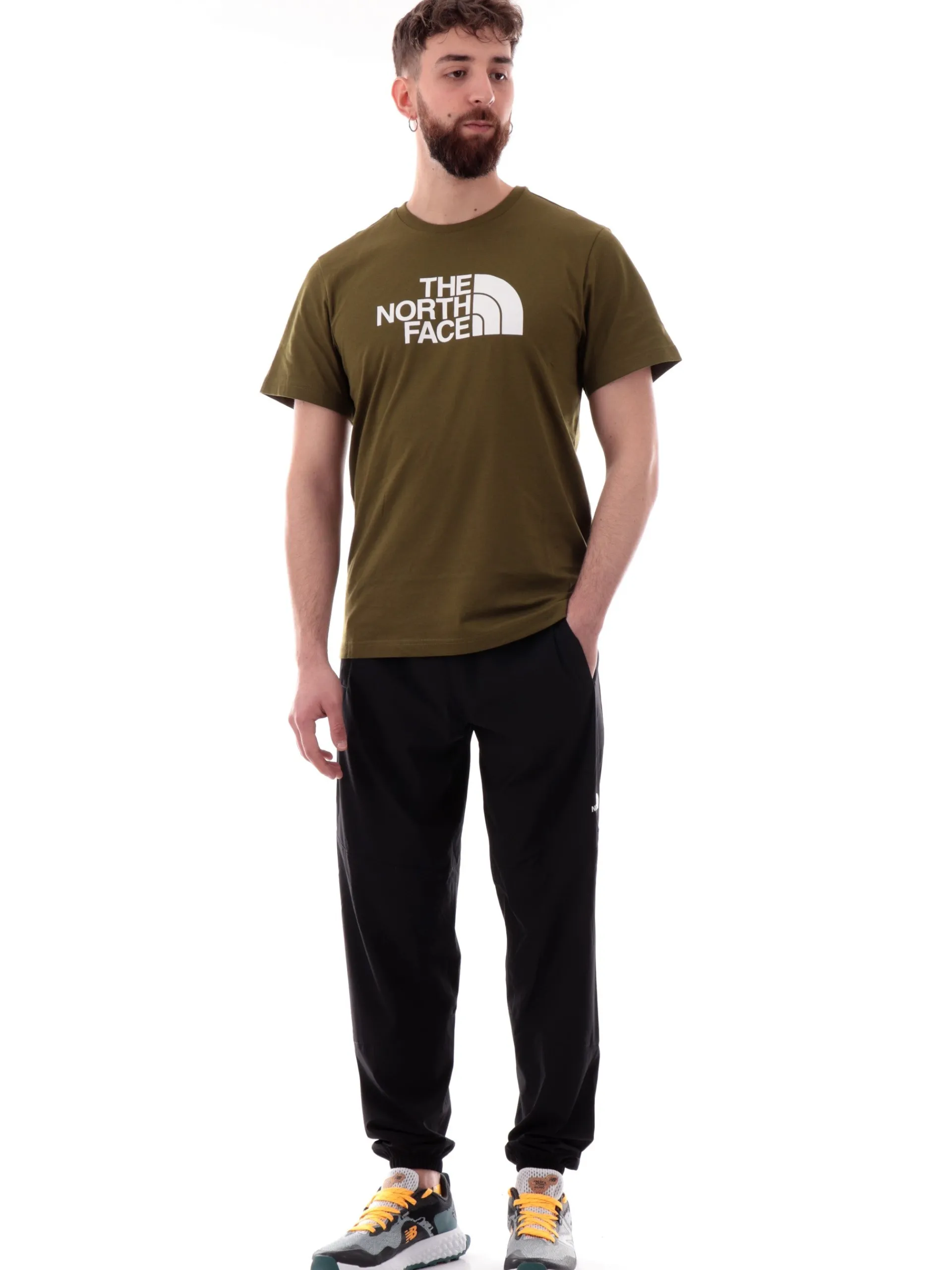 THE NORTH FACE T-Shirt*Maglia Easy Tee verde militare girocollo da uomo logo North Face stampato NF0A8A6C