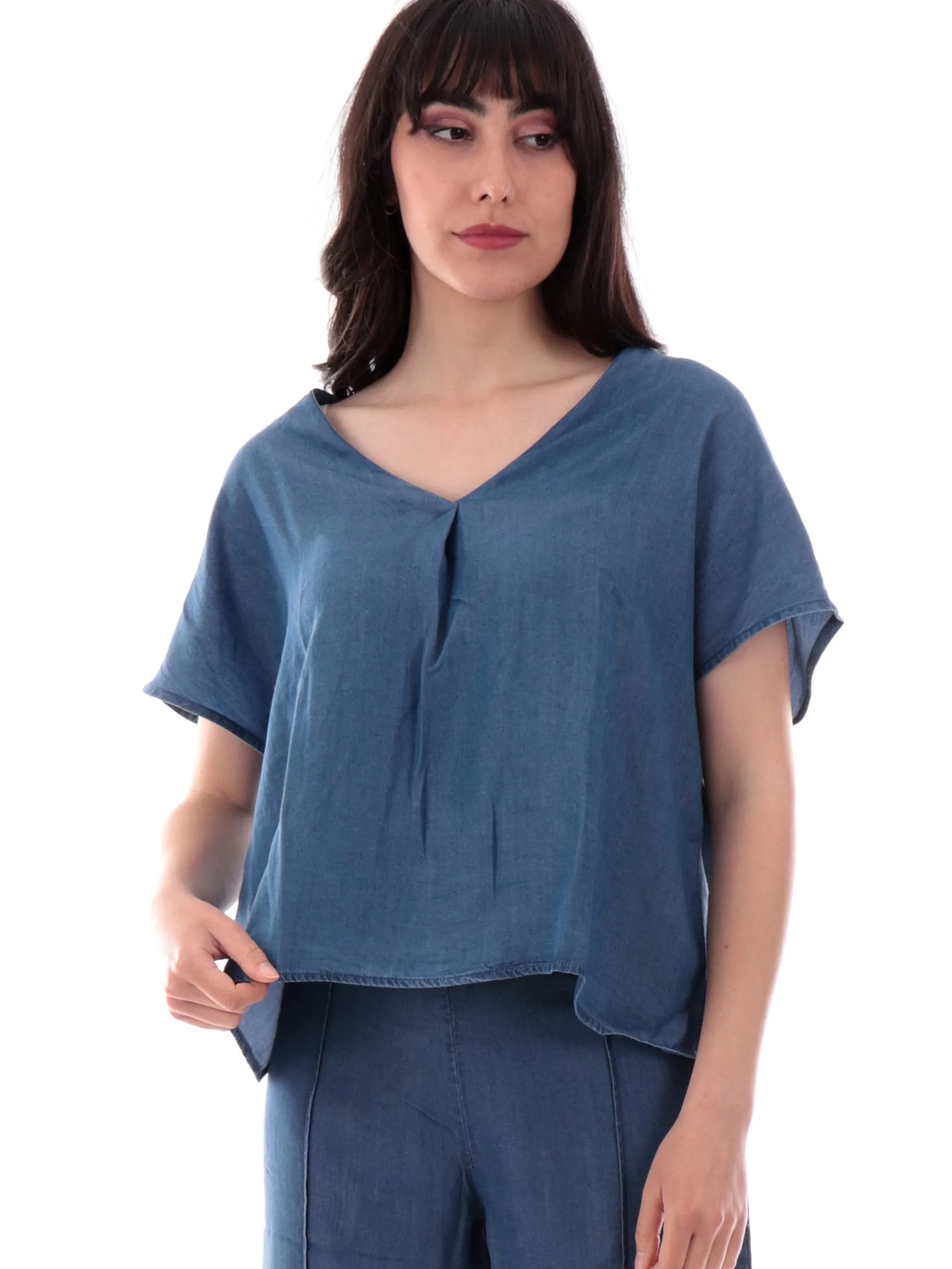 TIFFOSI Top & Camicie*Maglia jeans scollo a V con maniche corte ad aletta 10059604 M10
