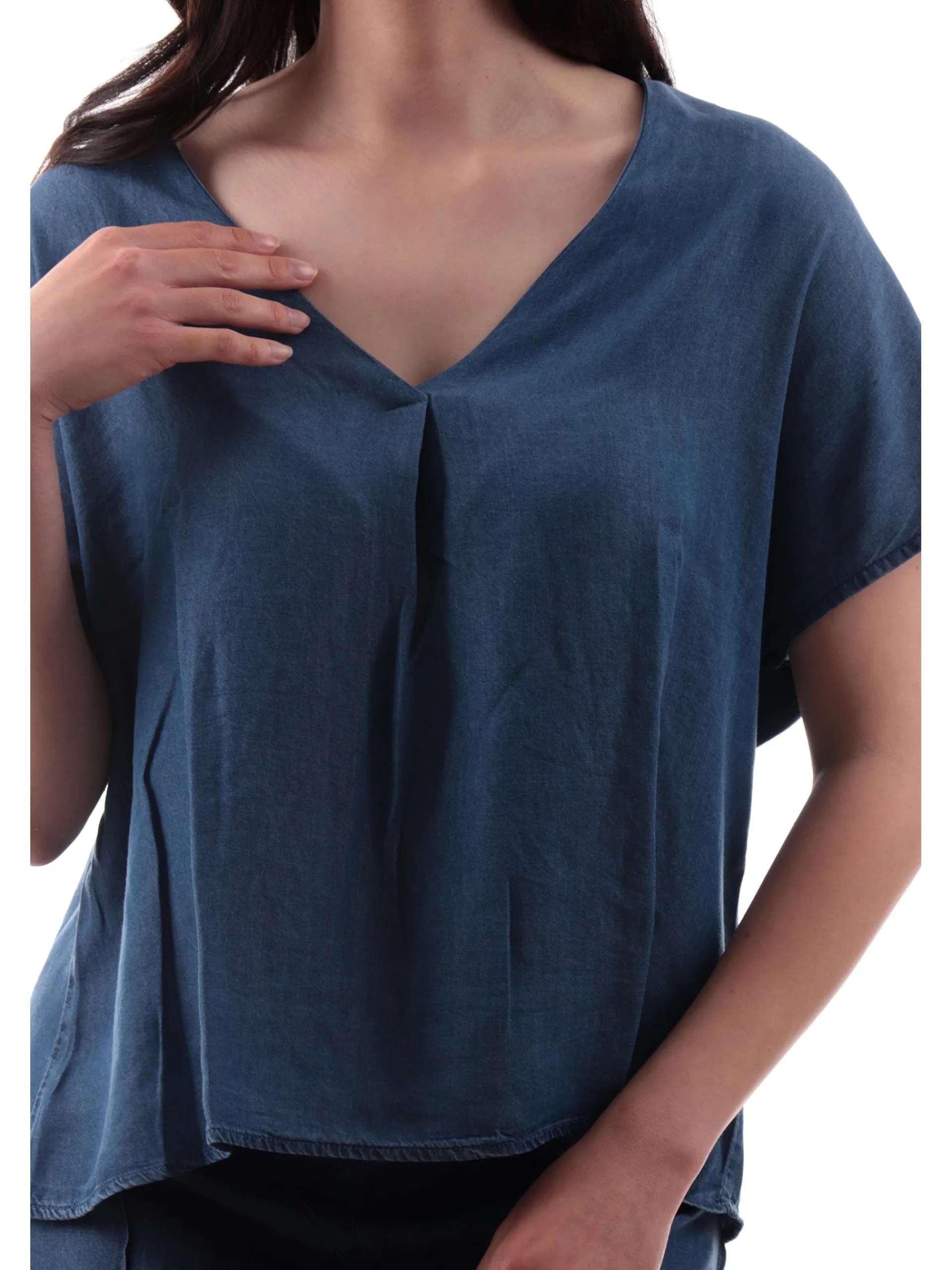 TIFFOSI Top & Camicie*Maglia jeans scollo a V con maniche corte ad aletta 10059604 M10