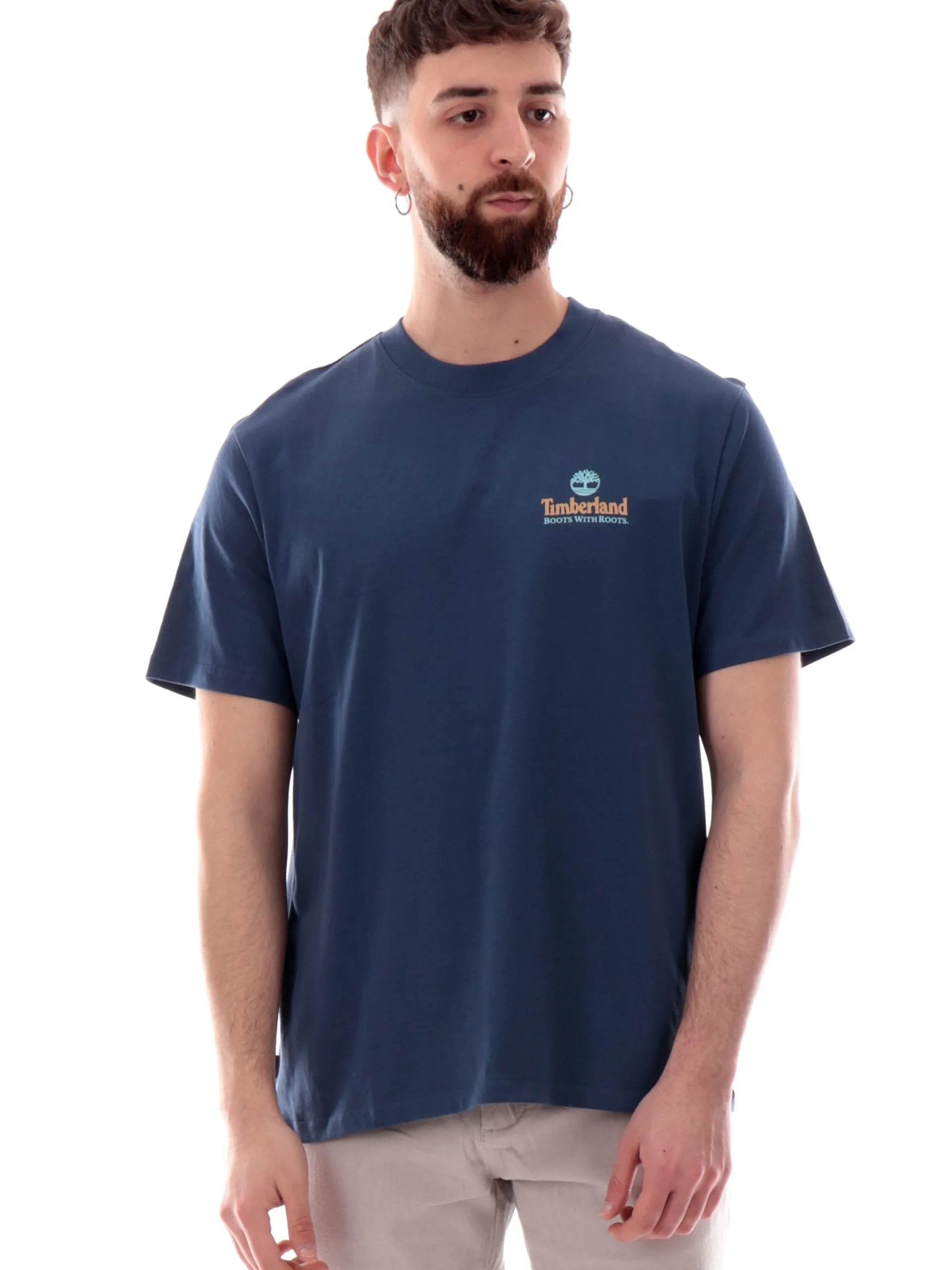 TIMBERLAND T-Shirt*Maglia blu da uomo maxi logo posteriore Tree Logo Back TB0A6DG5