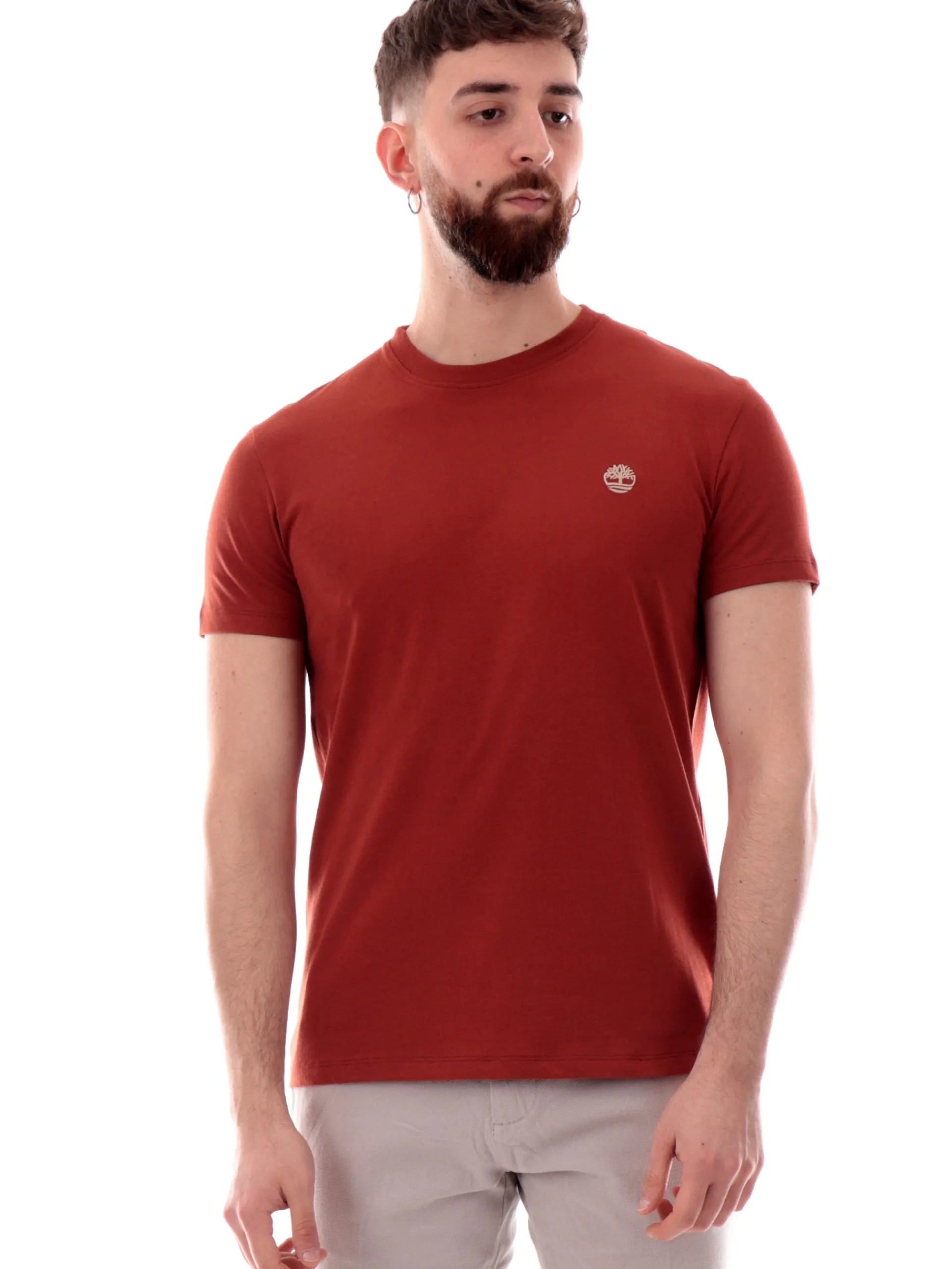 TIMBERLAND T-Shirt*Maglia rosso mattone da uomo logo ricamato Dunstan River TB0A2BPR