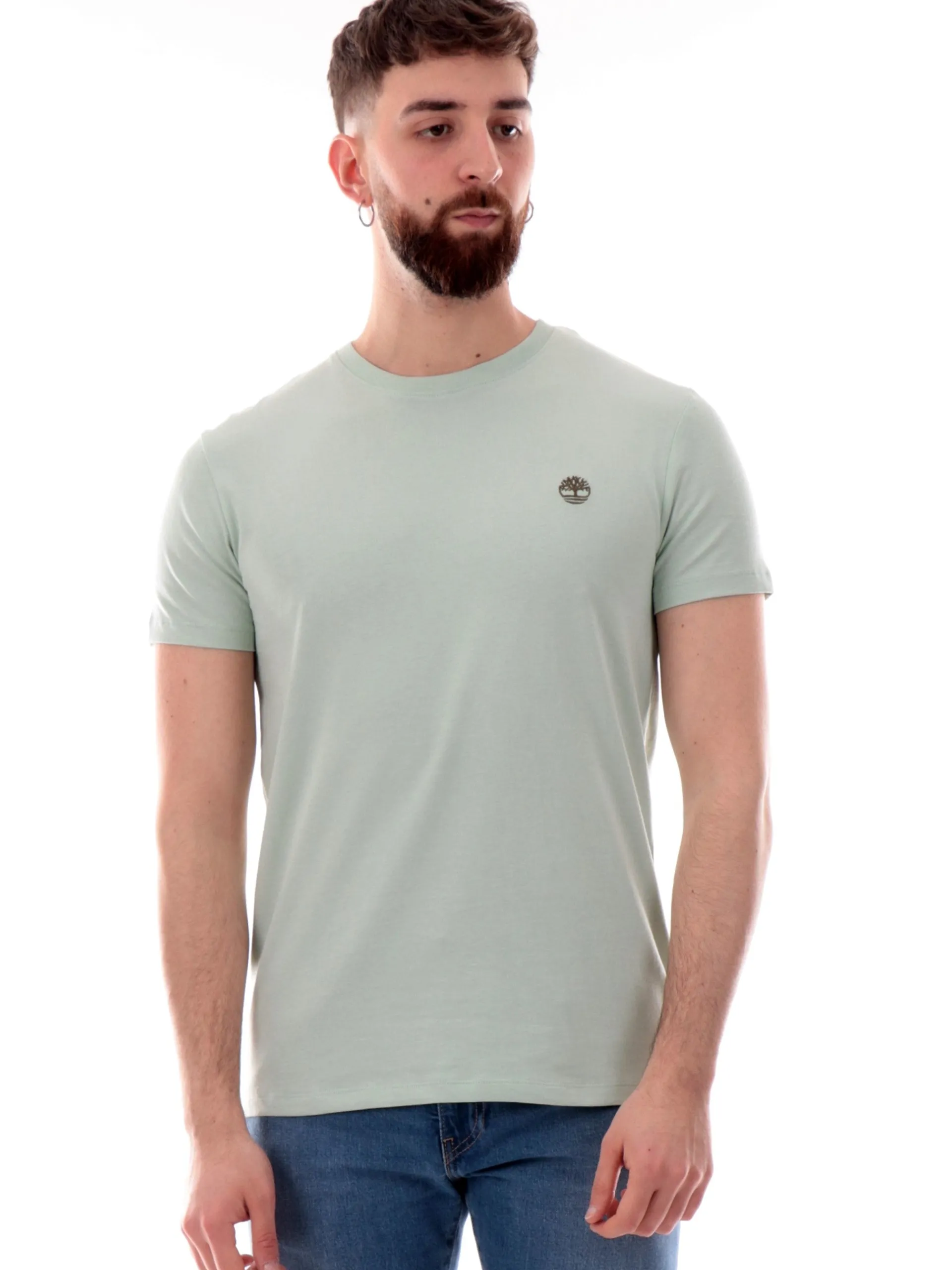 TIMBERLAND T-Shirt*Maglia verde acqua da uomo logo ricamato Dunstan River TB0A2BPR