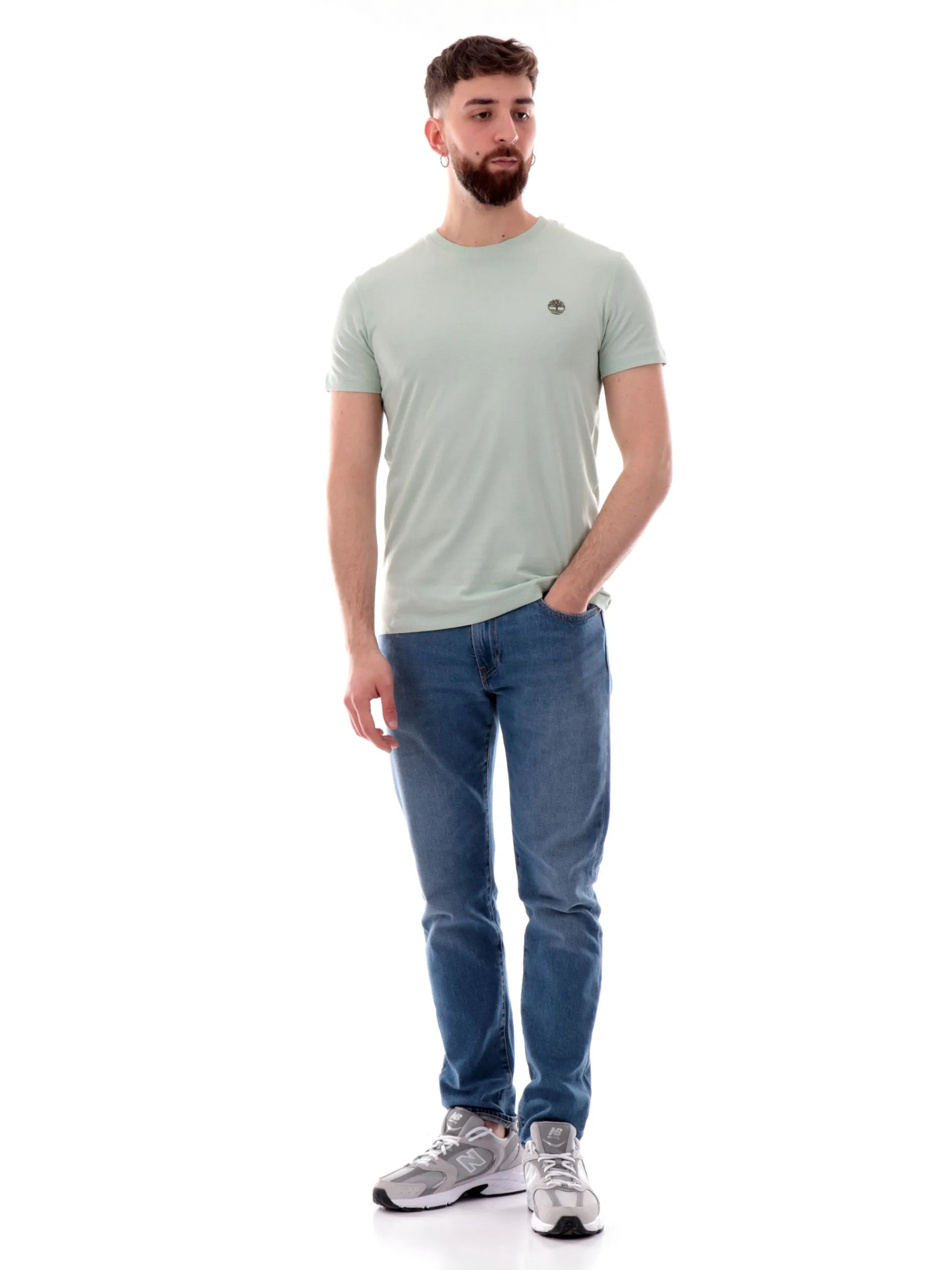 TIMBERLAND T-Shirt*Maglia verde acqua da uomo logo ricamato Dunstan River TB0A2BPR