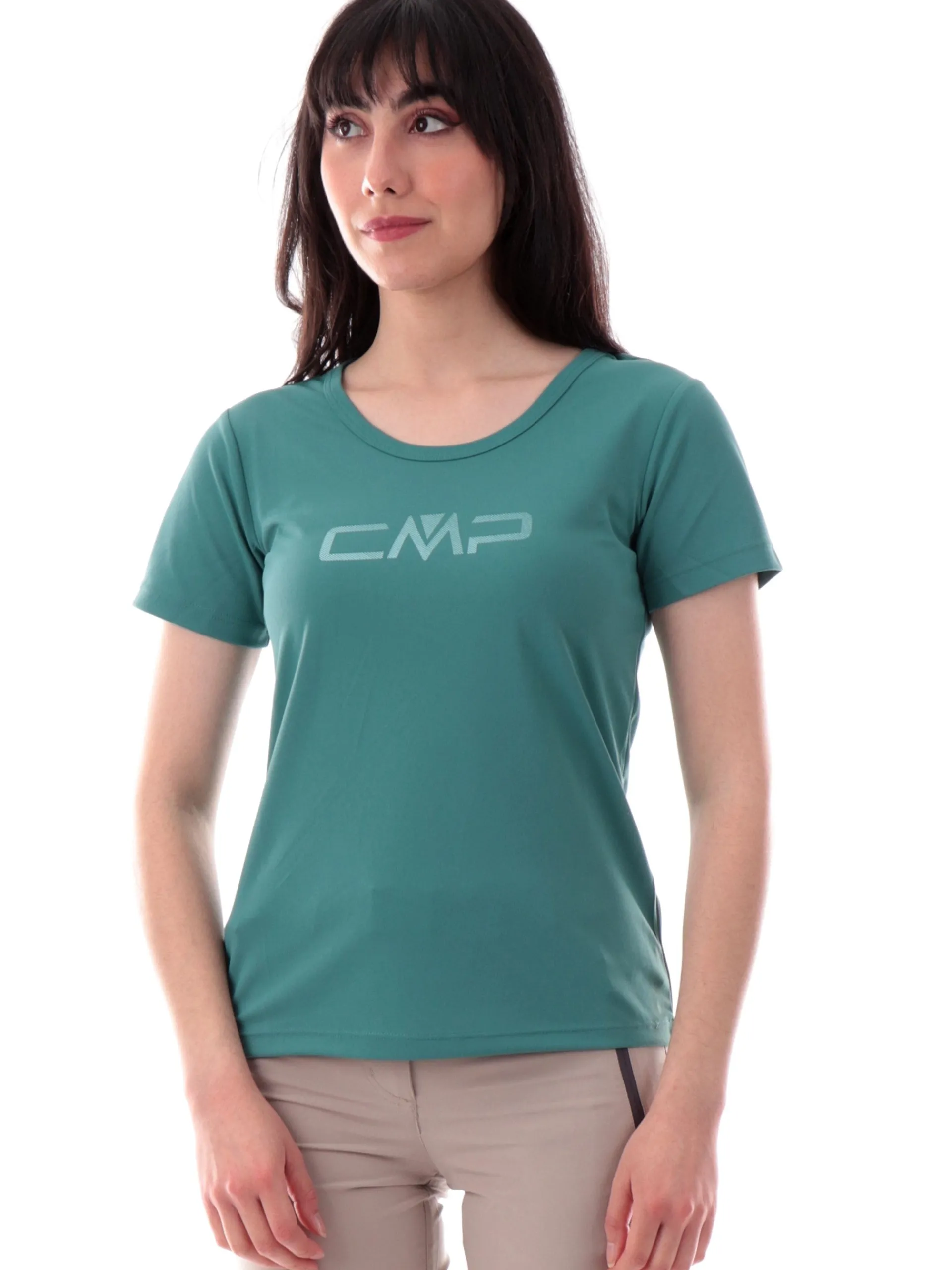 CMP T-Shirt*Maglia trekking verde da donna con stampa 39T5676P
