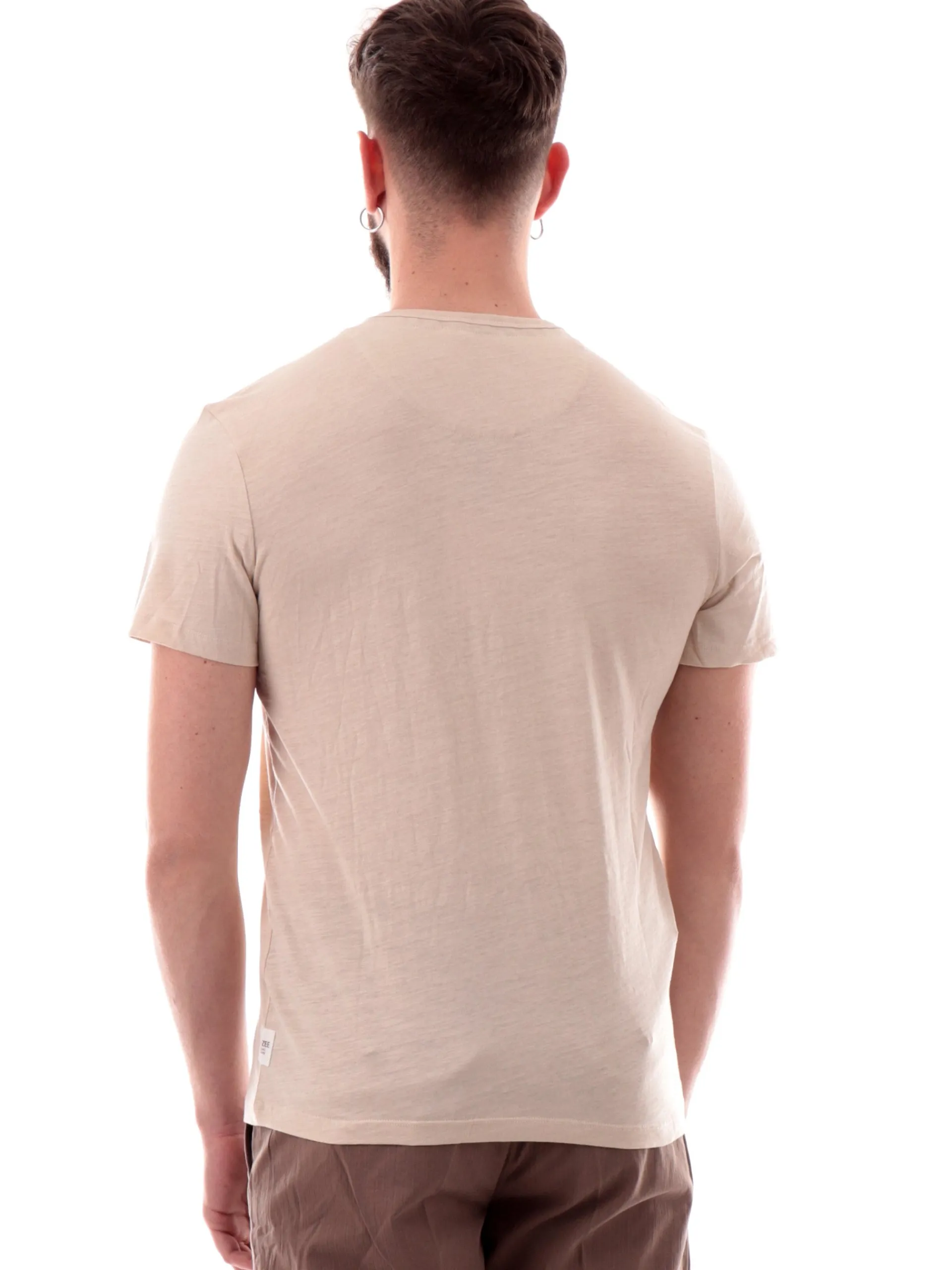 YES ZEE T-Shirt*Maglia beige girocollo da uomo con taschino T736S500