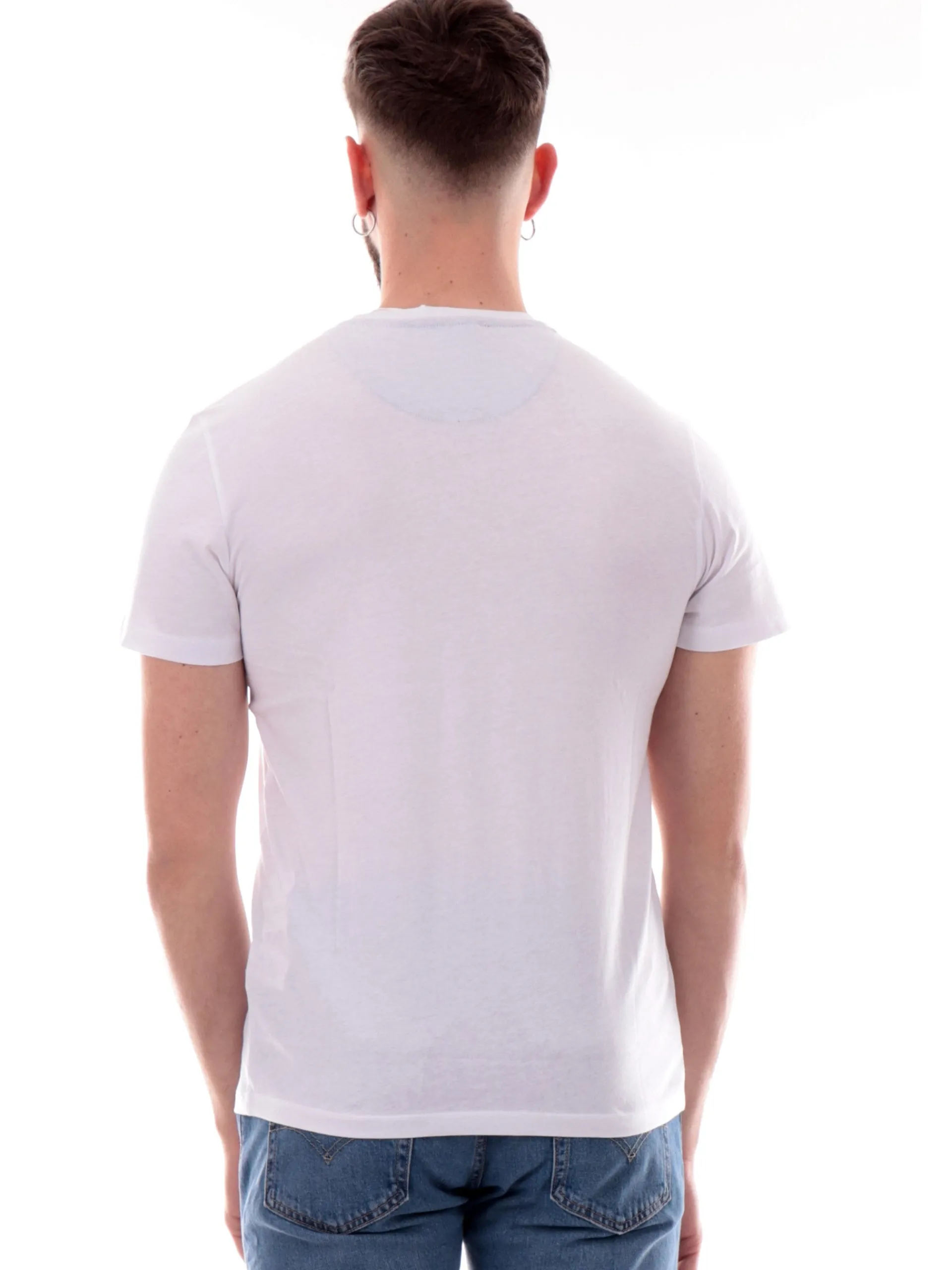 YES ZEE T-Shirt*Maglia bianca girocollo da uomo maxi stampa Isole Baleari T728SG03
