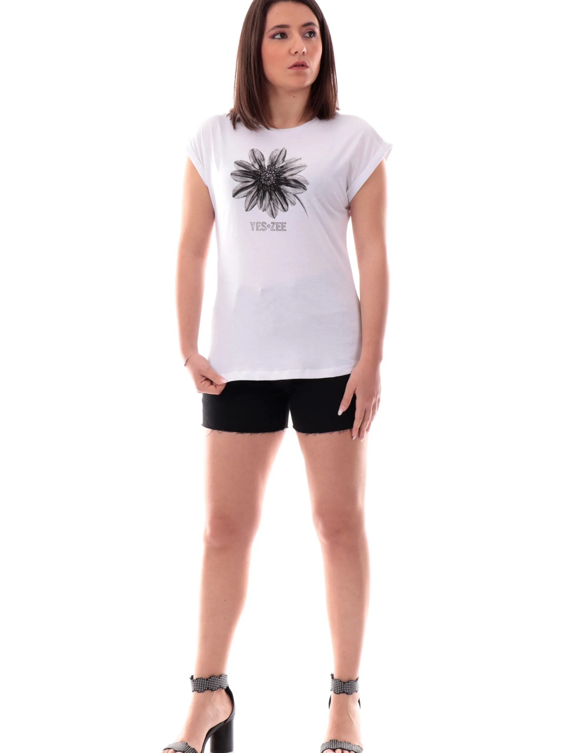 YES ZEE T-Shirt*Maglia bianca girocollo da donna maniche a kimono T239JX00 0101