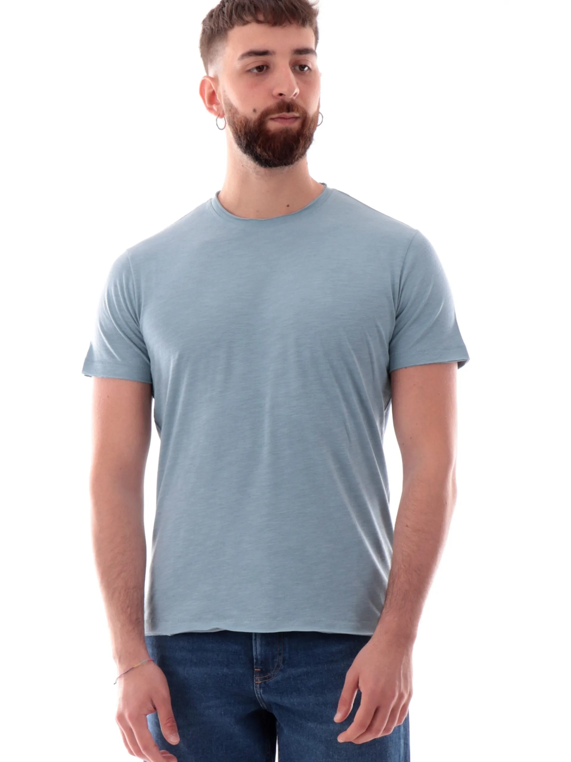 YES ZEE T-Shirt*Maglia celeste girocollo da uomo maniche corte T722TL00