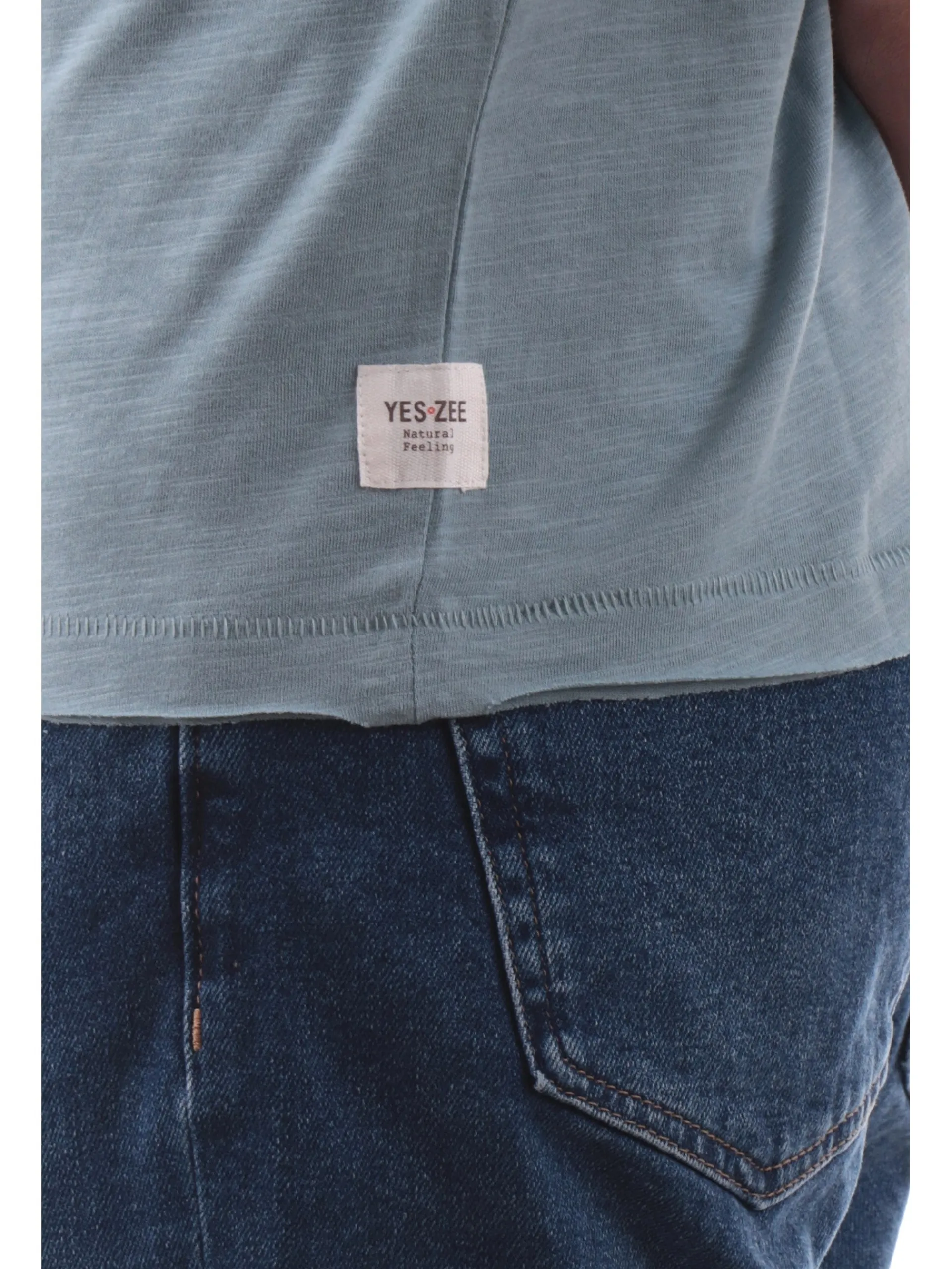 YES ZEE T-Shirt*Maglia celeste girocollo da uomo maniche corte T722TL00