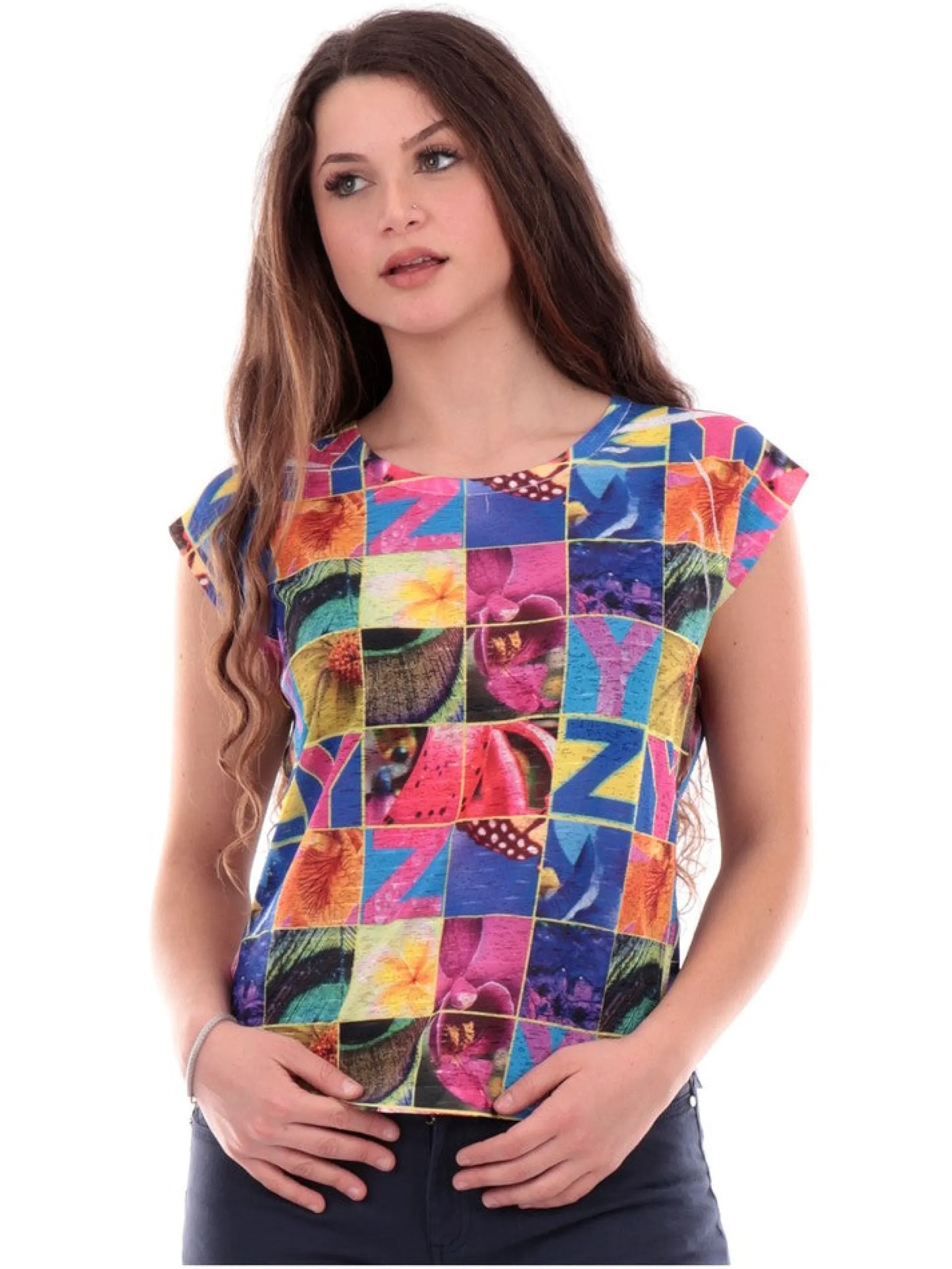 YES ZEE T-Shirt*Maglia Donna realizzata in tessuto con stampa digitale sublimatica T235Y3052